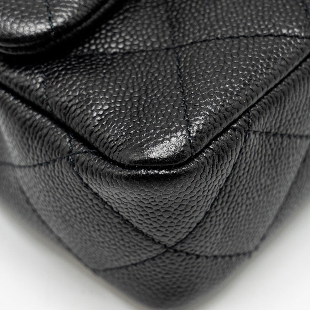 CHANEL COCO LOVE MINI FLAP BAG WITH ADJUSTABLE CHAIN CAVIAR BLACK GHW (MICROCHIP)