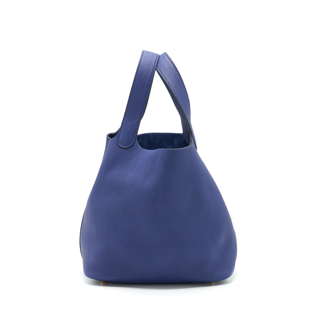 HERMES PICOTIN 22 LOCK BAG TAURILLON MAURICE BLUE SAPHIR GHW