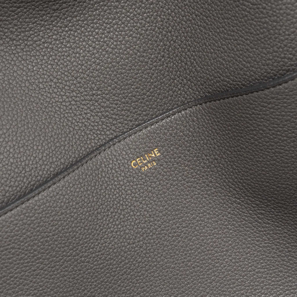 CELINE SANGLE BUCKET BAG GRAINED CALFSKIN GREY GHW
