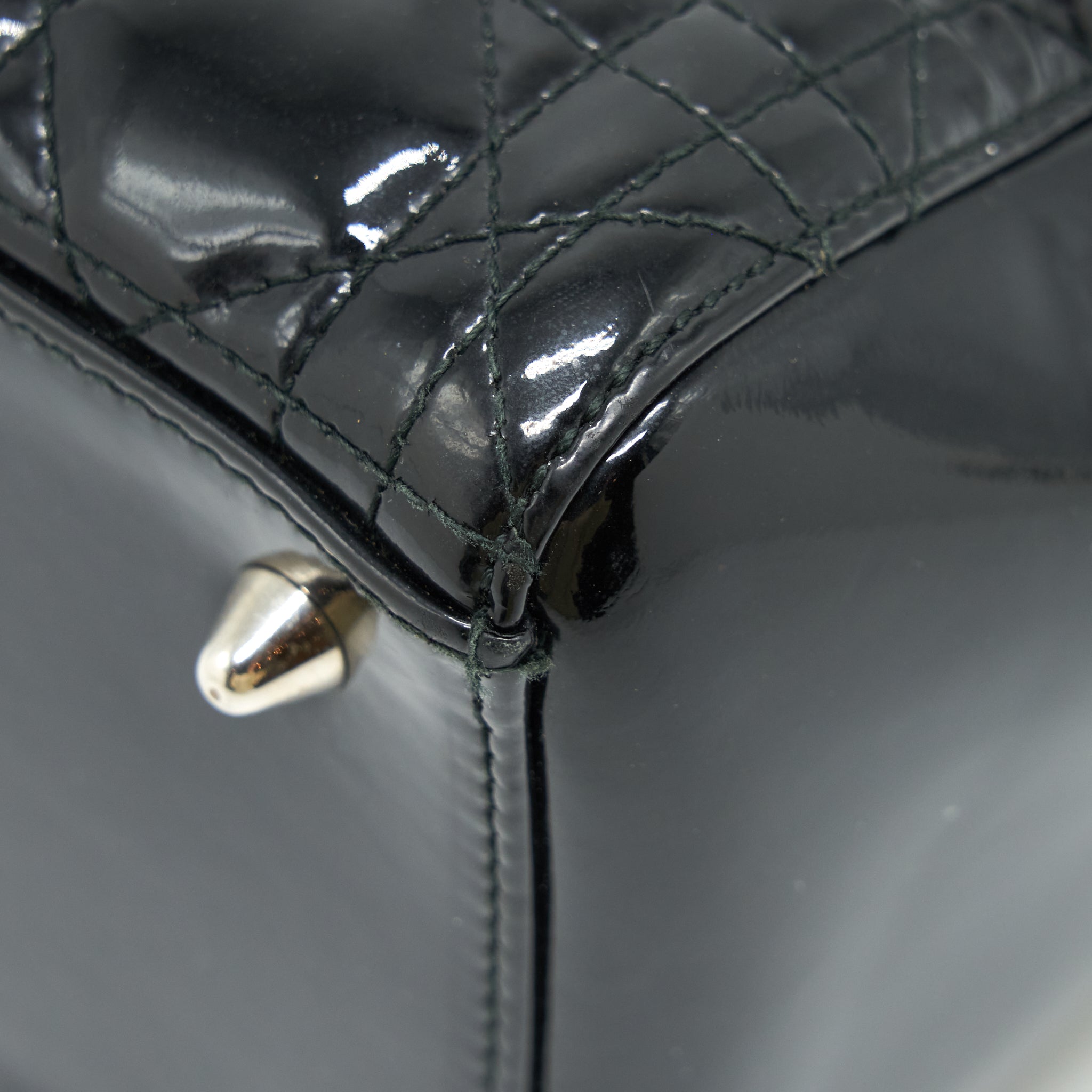 DIOR MEDIUM LADY DIOR PATENT BLACK SHW