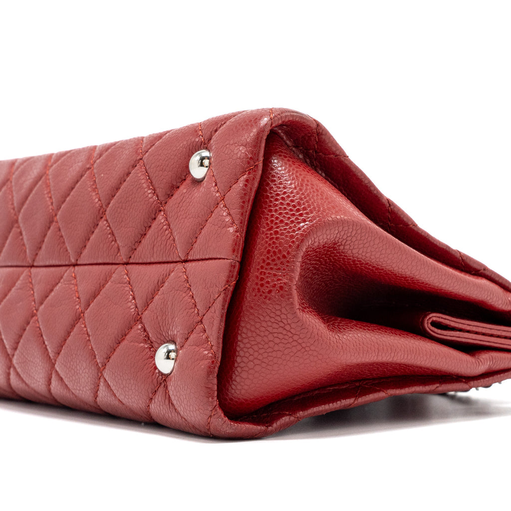 CHANEL CHAIN SHOPPING TOTE BAG CAVIAR RED SHW