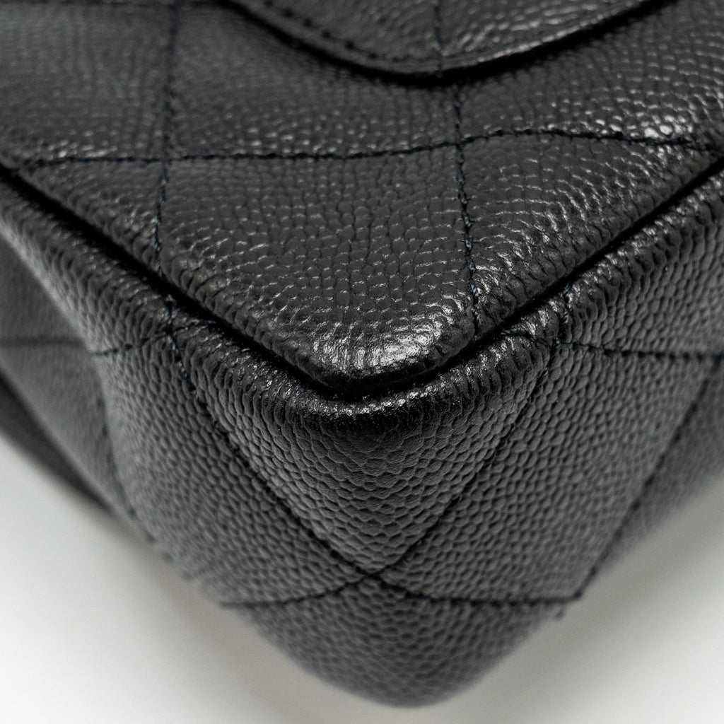 CHANEL COCO LOVE MINI FLAP BAG WITH ADJUSTABLE CHAIN CAVIAR BLACK GHW (MICROCHIP)