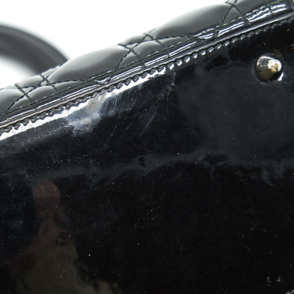 DIOR MEDIUM LADY DIOR PATENT BLACK SHW