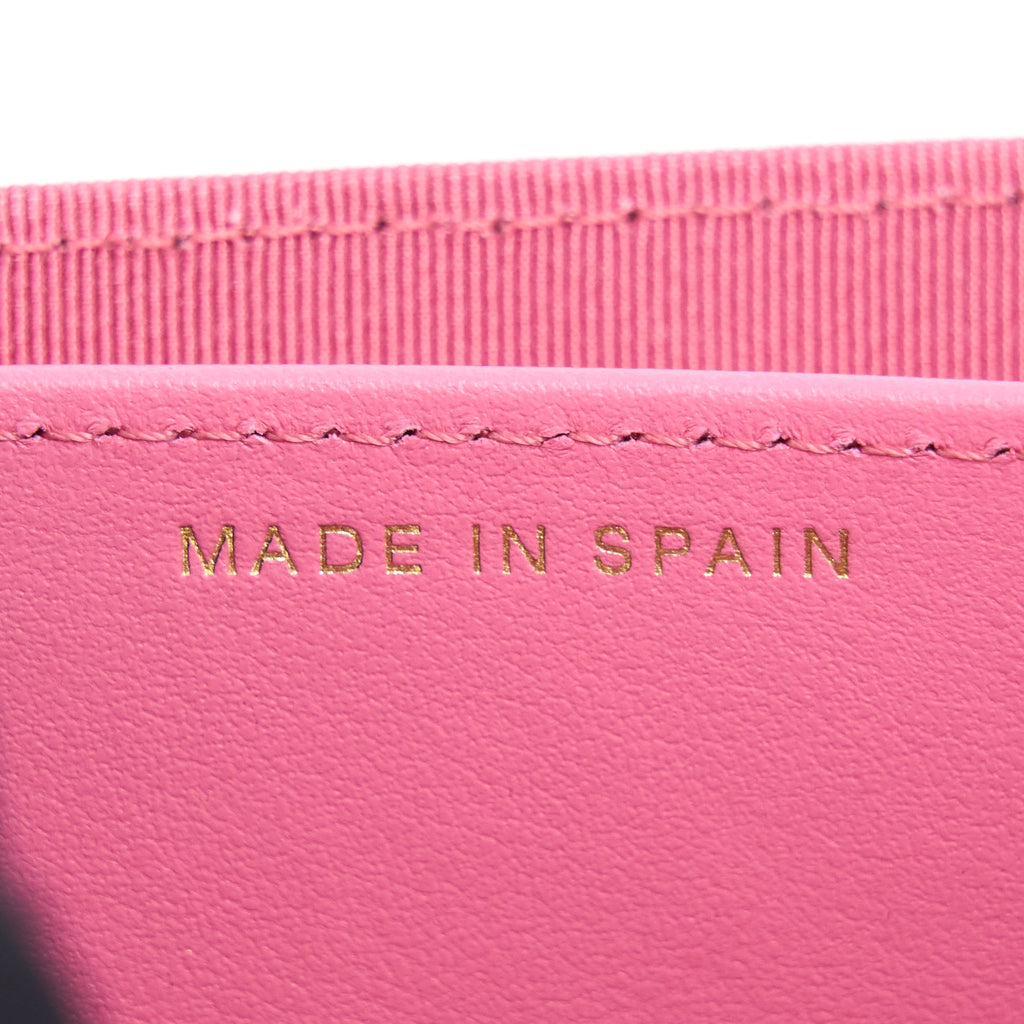 CHANEL MINI FLAP CARD HOLDER CAVIAR PINK LGHW