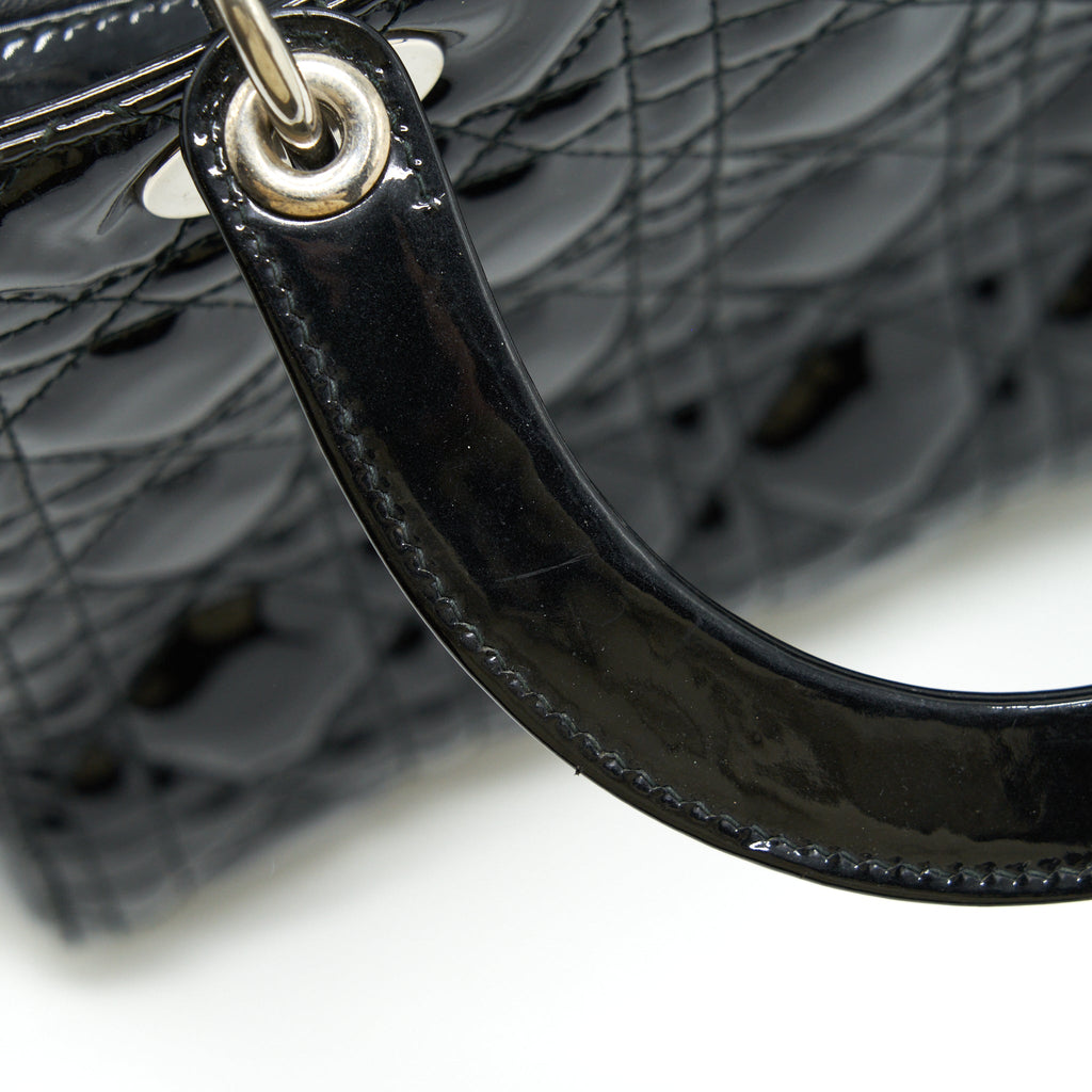 DIOR MEDIUM LADY DIOR PATENT BLACK SHW