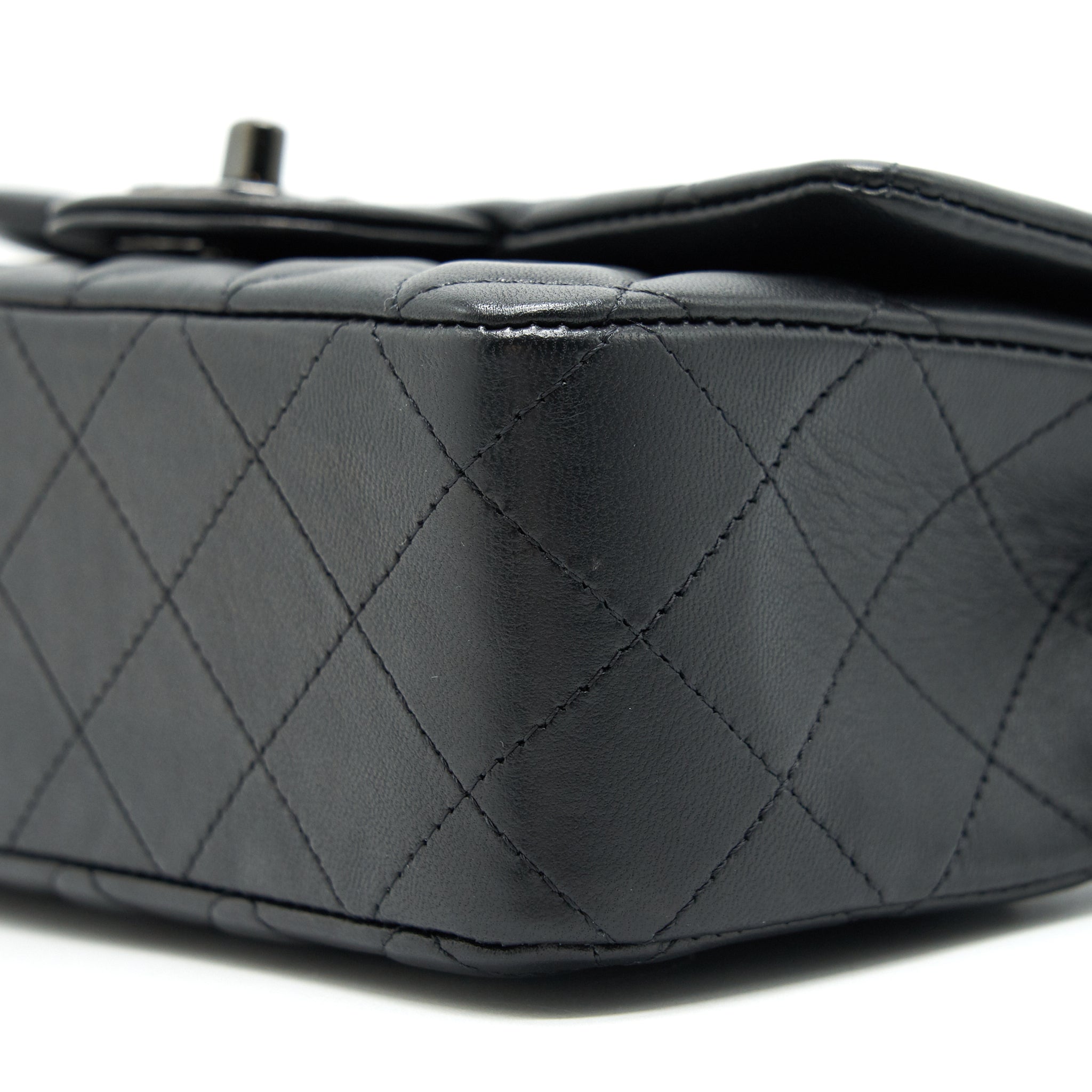 CHANEL MINI RECTANGULAR LAMBSKIN BLACK SO BLACK