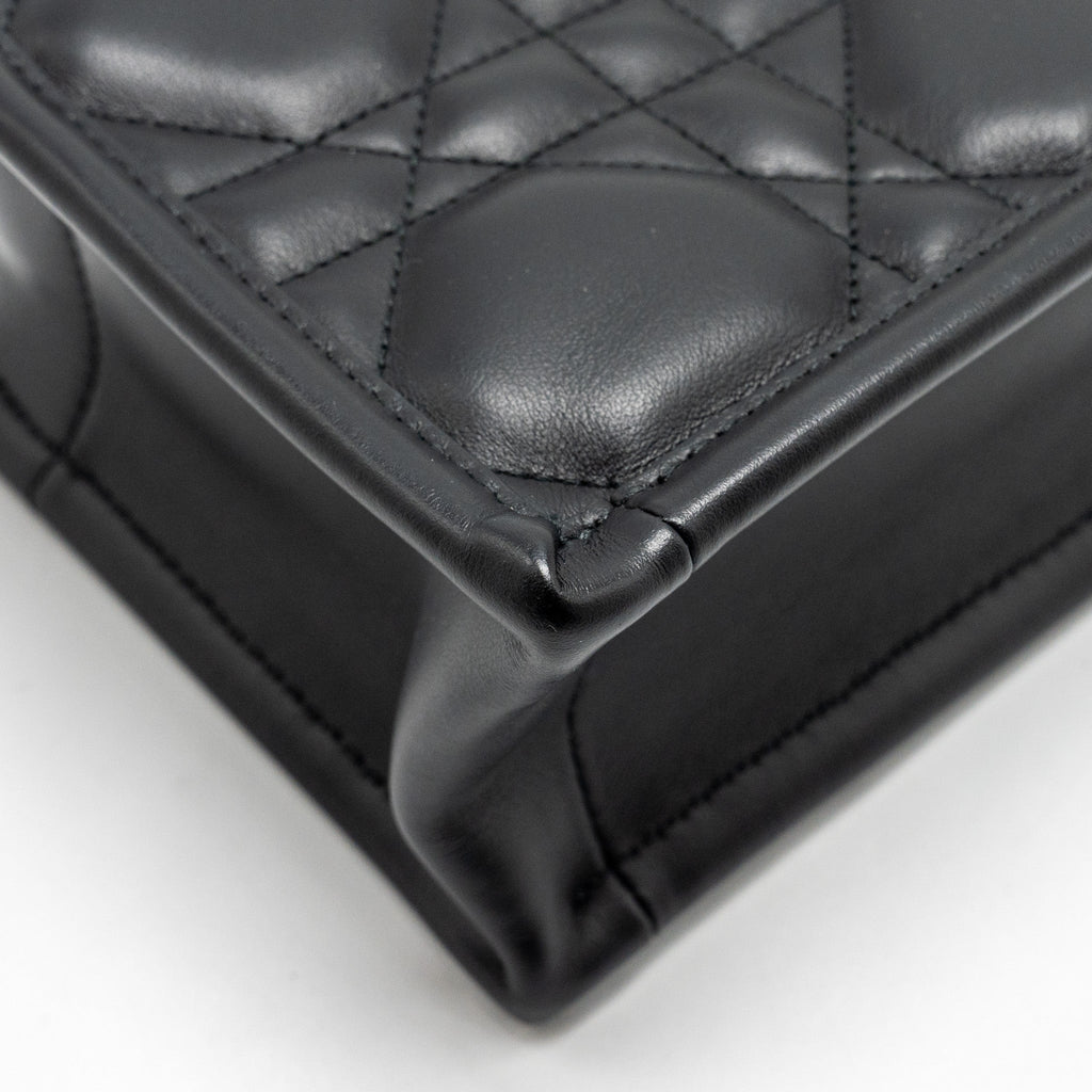 DIOR DIORAMOUR MINI DIOR BOOK TOTE MACROCANNAGE CALFKSIN BLACK LGHW