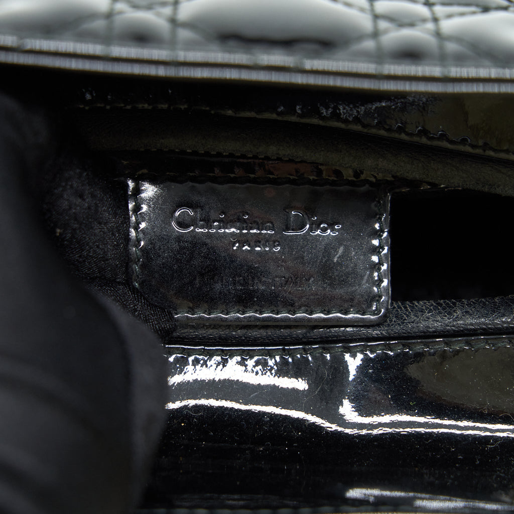 DIOR MEDIUM LADY DIOR PATENT BLACK SHW