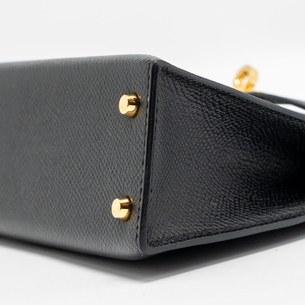 HERMES MINI KELLY II EPSOM BLACK GHW