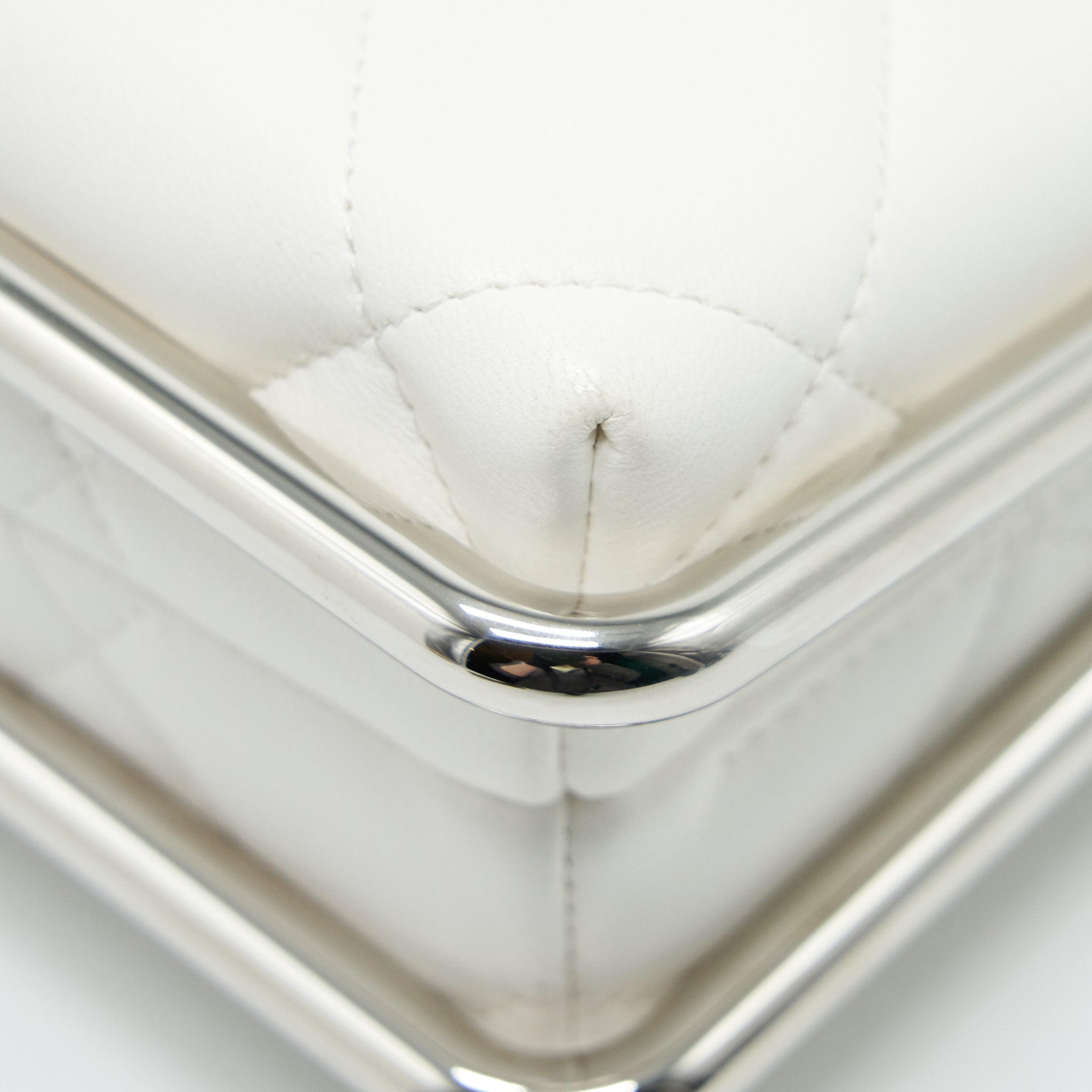 CHANEL QUILTED CLUTCH LAMBSKIN WHITE SHW