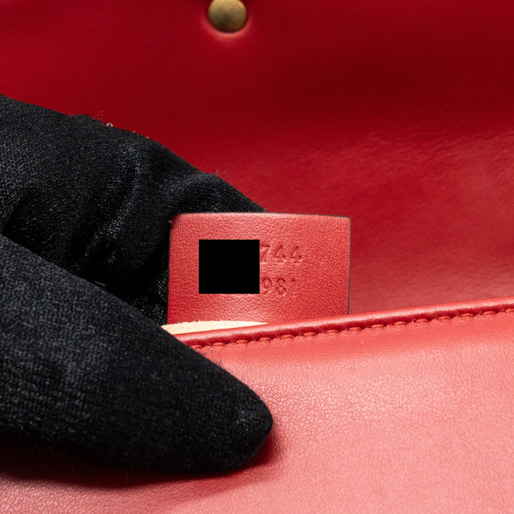 GUCCI MINI GG MARMONT MATELASSE CALFSKIN RED GHW