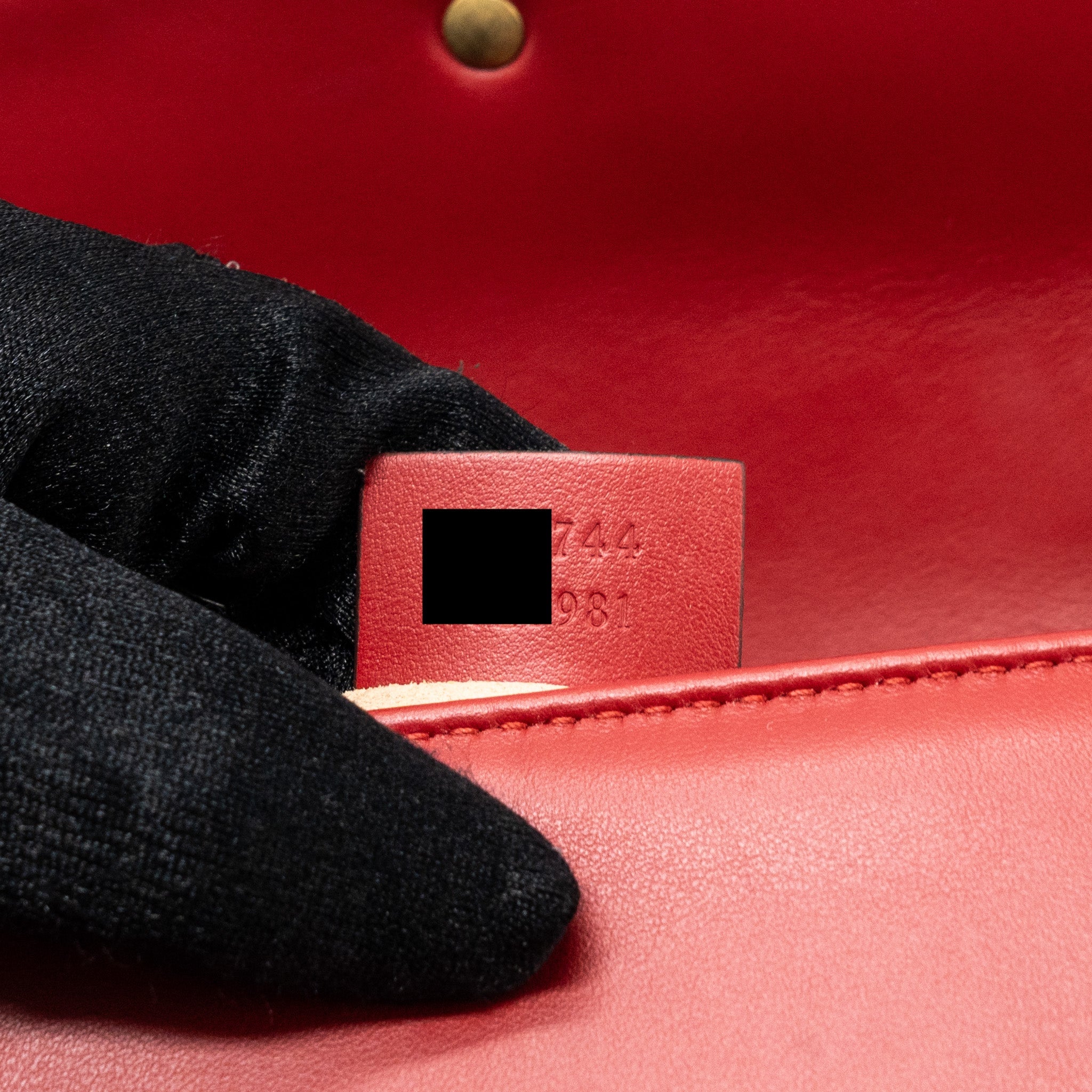 GUCCI MINI GG MARMONT MATELASSE CALFSKIN RED GHW