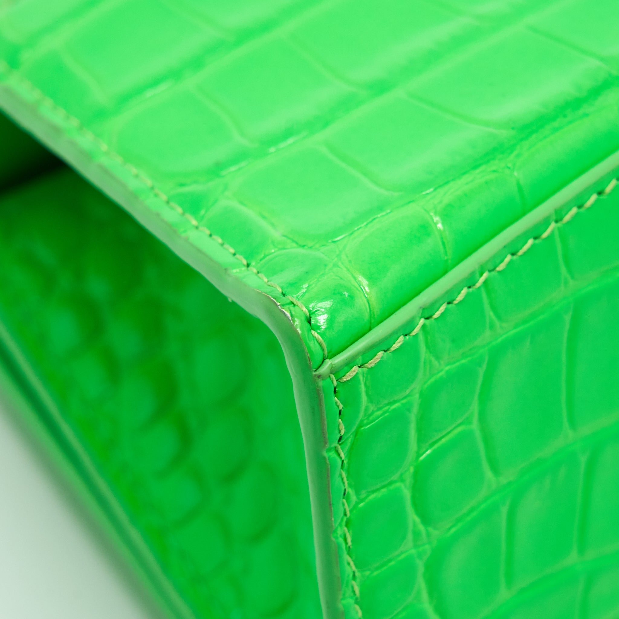 BALENCIAGA HOURGLASS XS CROC EMBOSSED CALFSKIN GREEN SHW