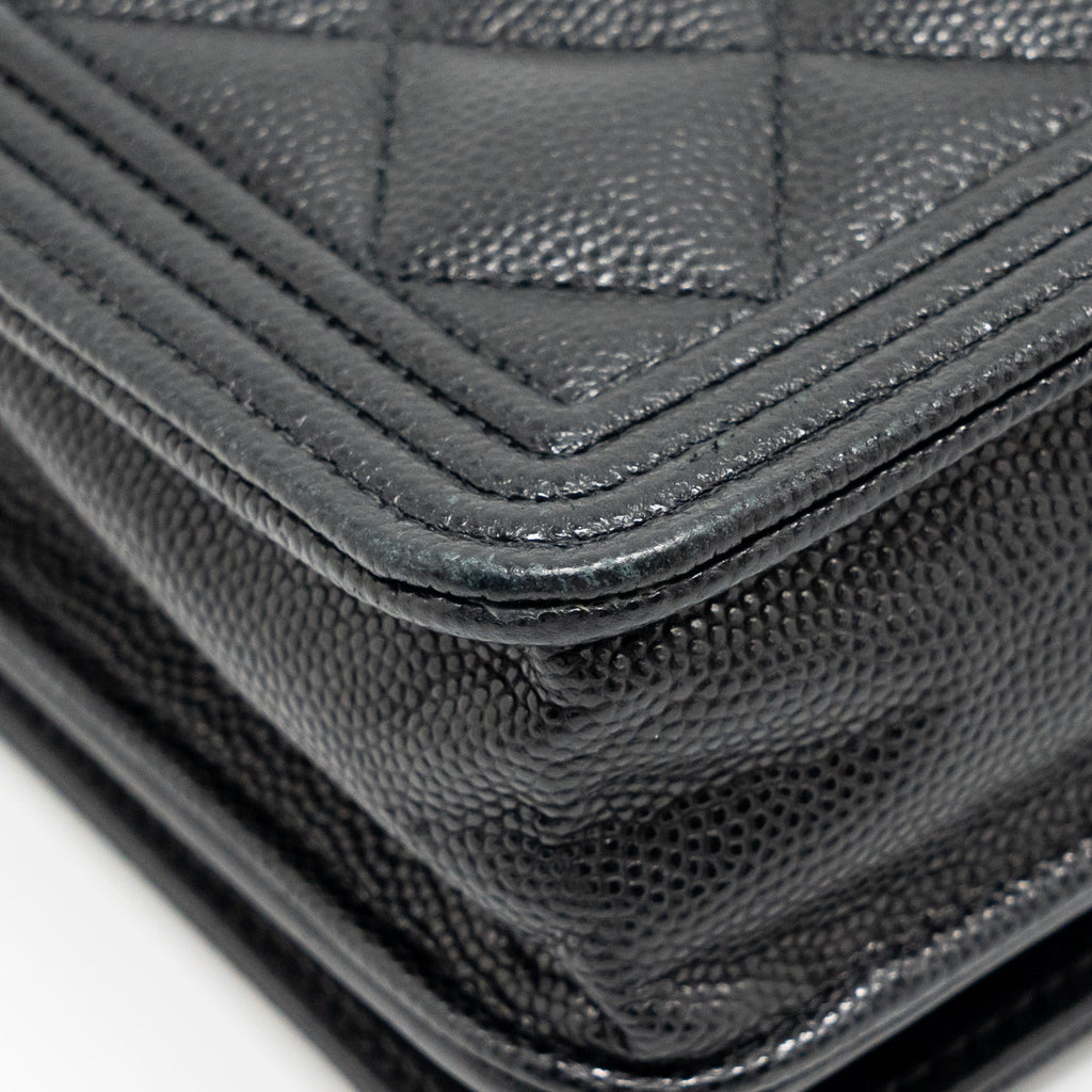 CHANEL BOY WALLET ON CHAIN CAVIAR BLACK GHW