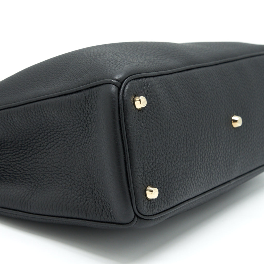 DIOR DIORISSIMO GRAINED LEATHER BLACK/ FUSHIA GHW