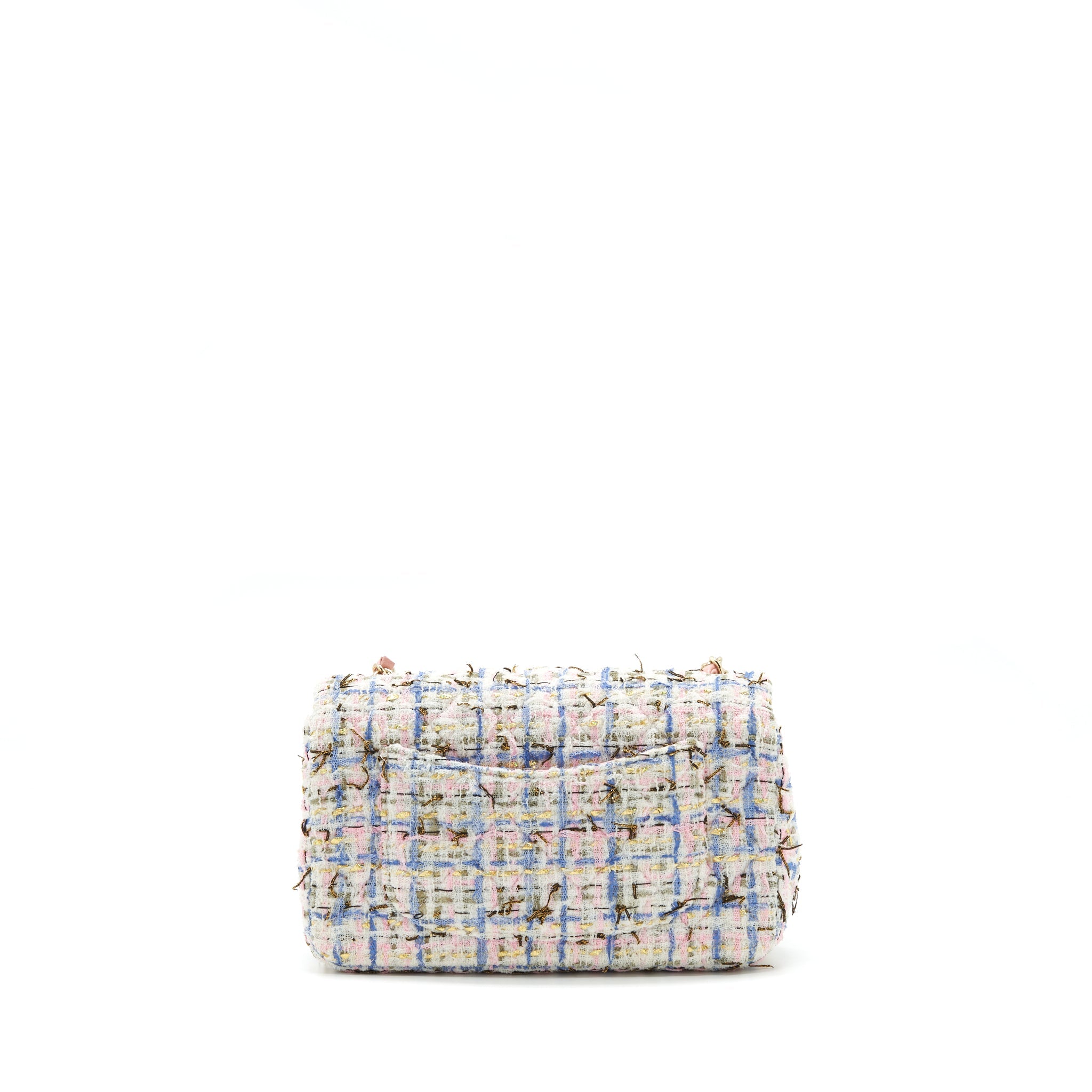 CHANEL MINI RECTANGULAR FLAP BAG TWEED MULTICOLOUR LGHW