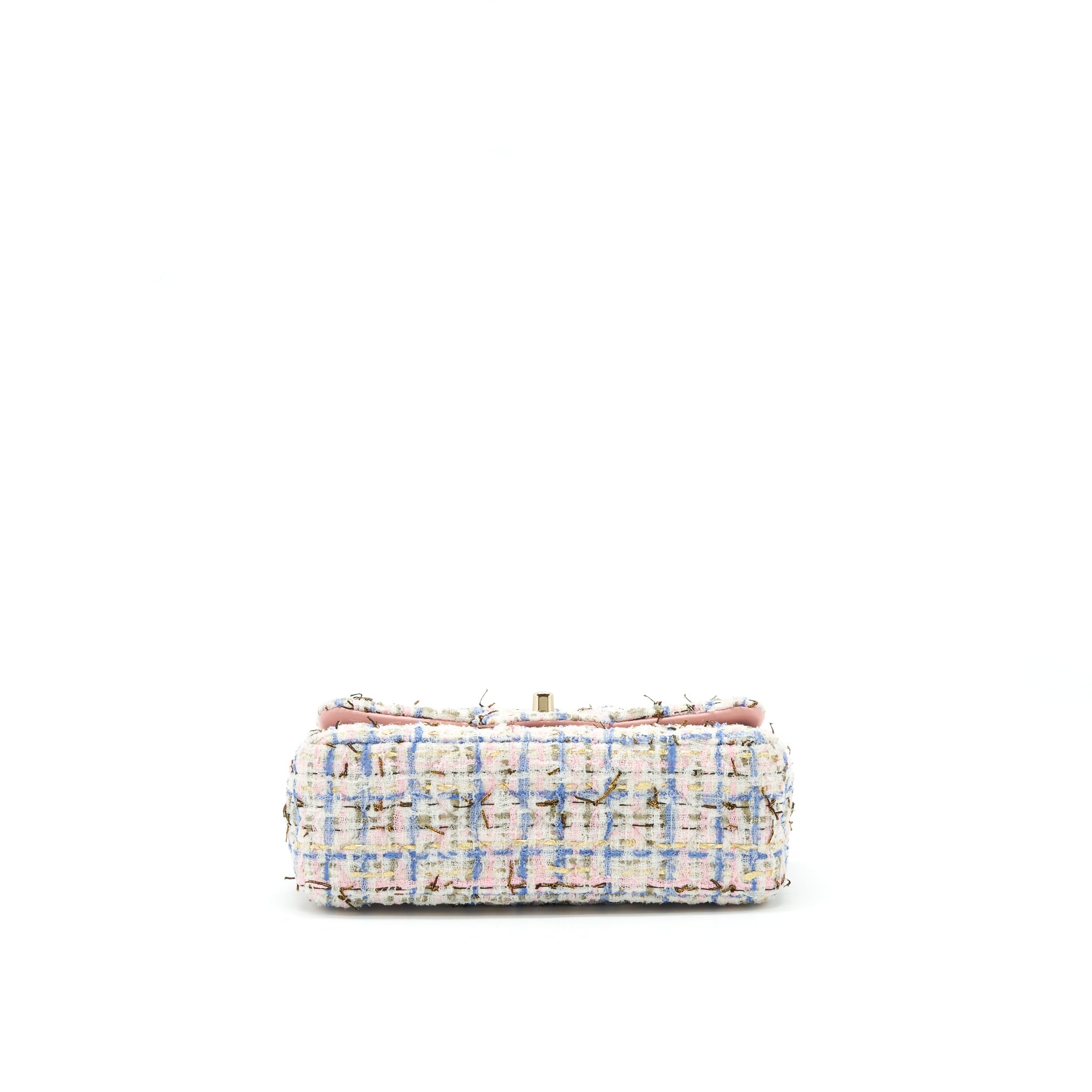 CHANEL MINI RECTANGULAR FLAP BAG TWEED MULTICOLOUR LGHW