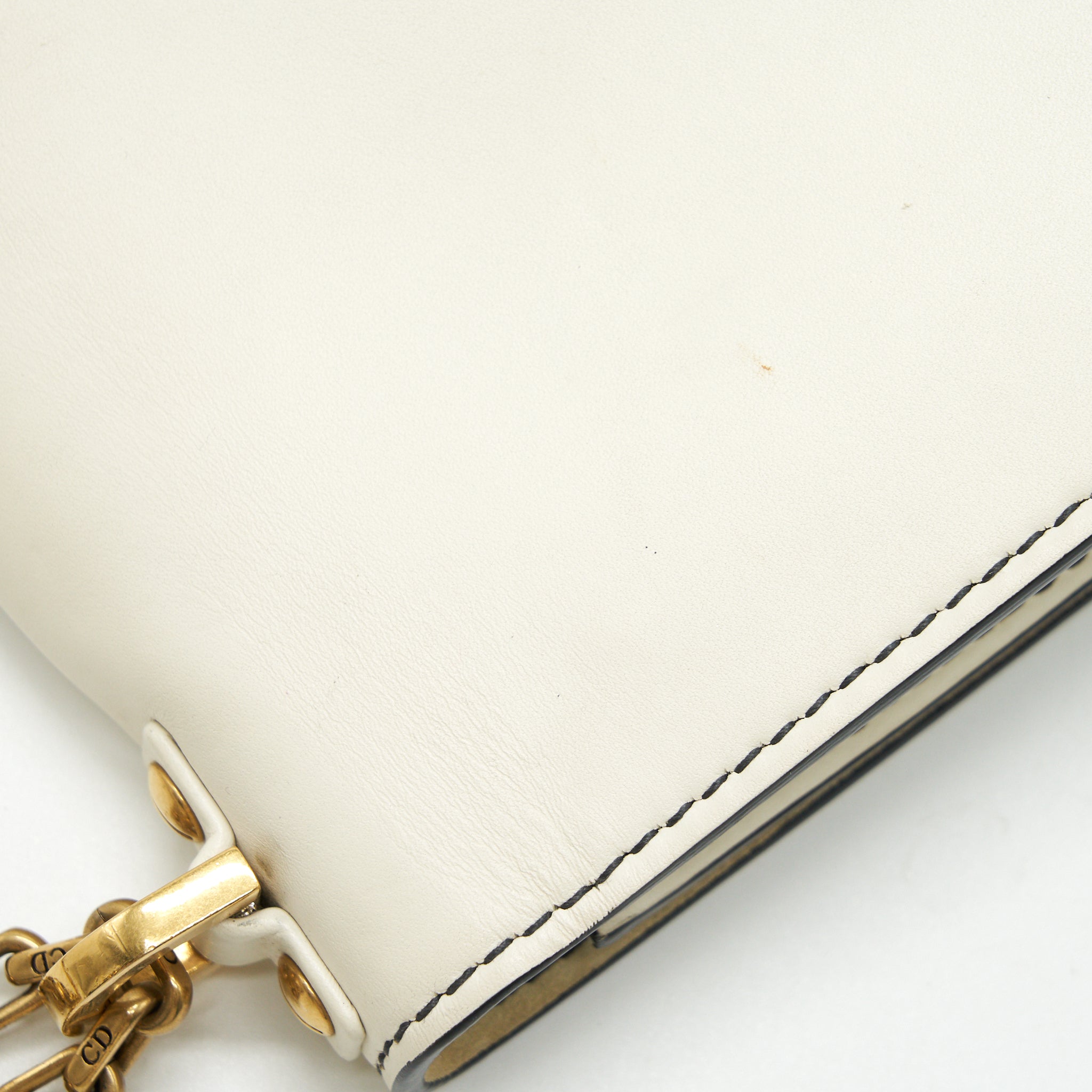 DIOR J'ADIOR MEDIUM FLAP BAG WITH CHAIN WHITE GHW