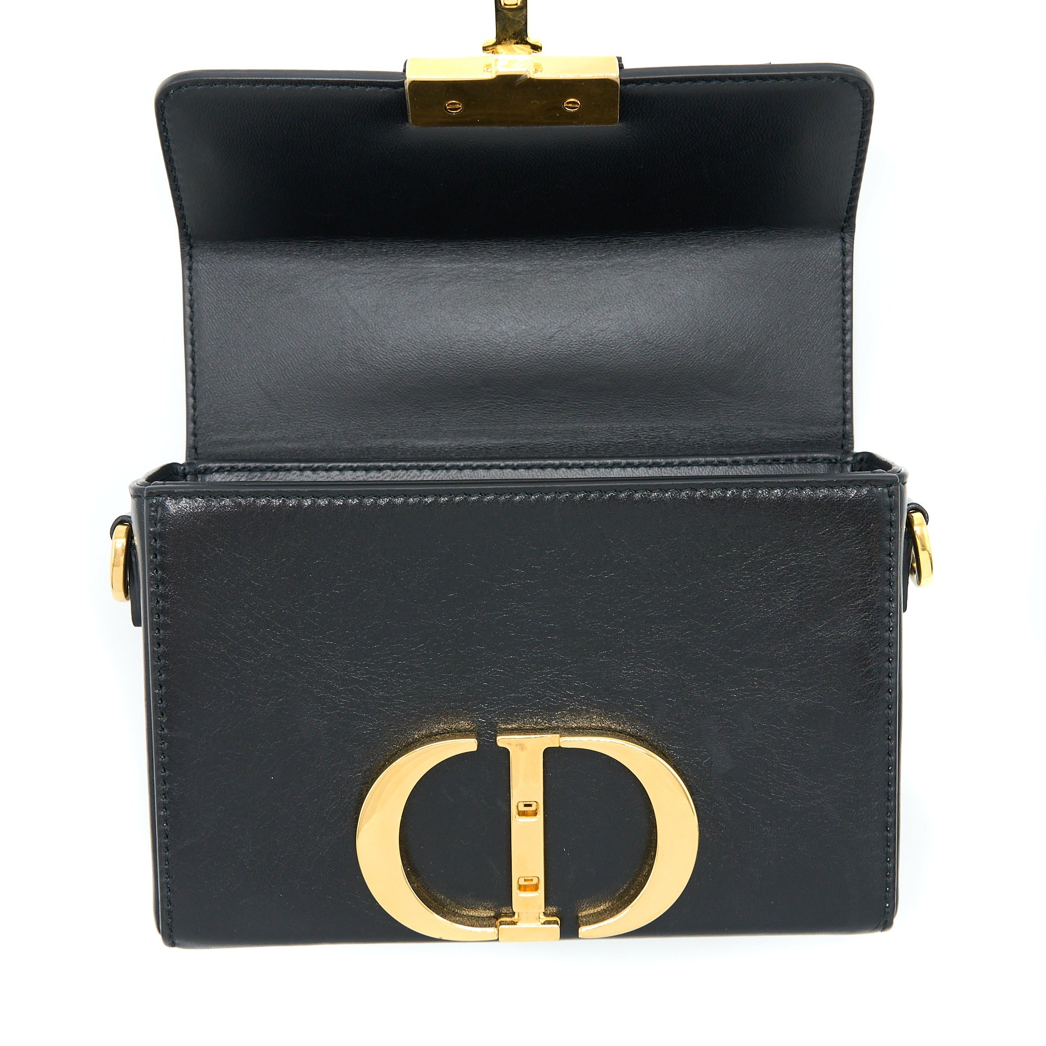 DIOR 30 MONTAIGNE MINI BOX BAG LAMBSKIN BLACK GHW