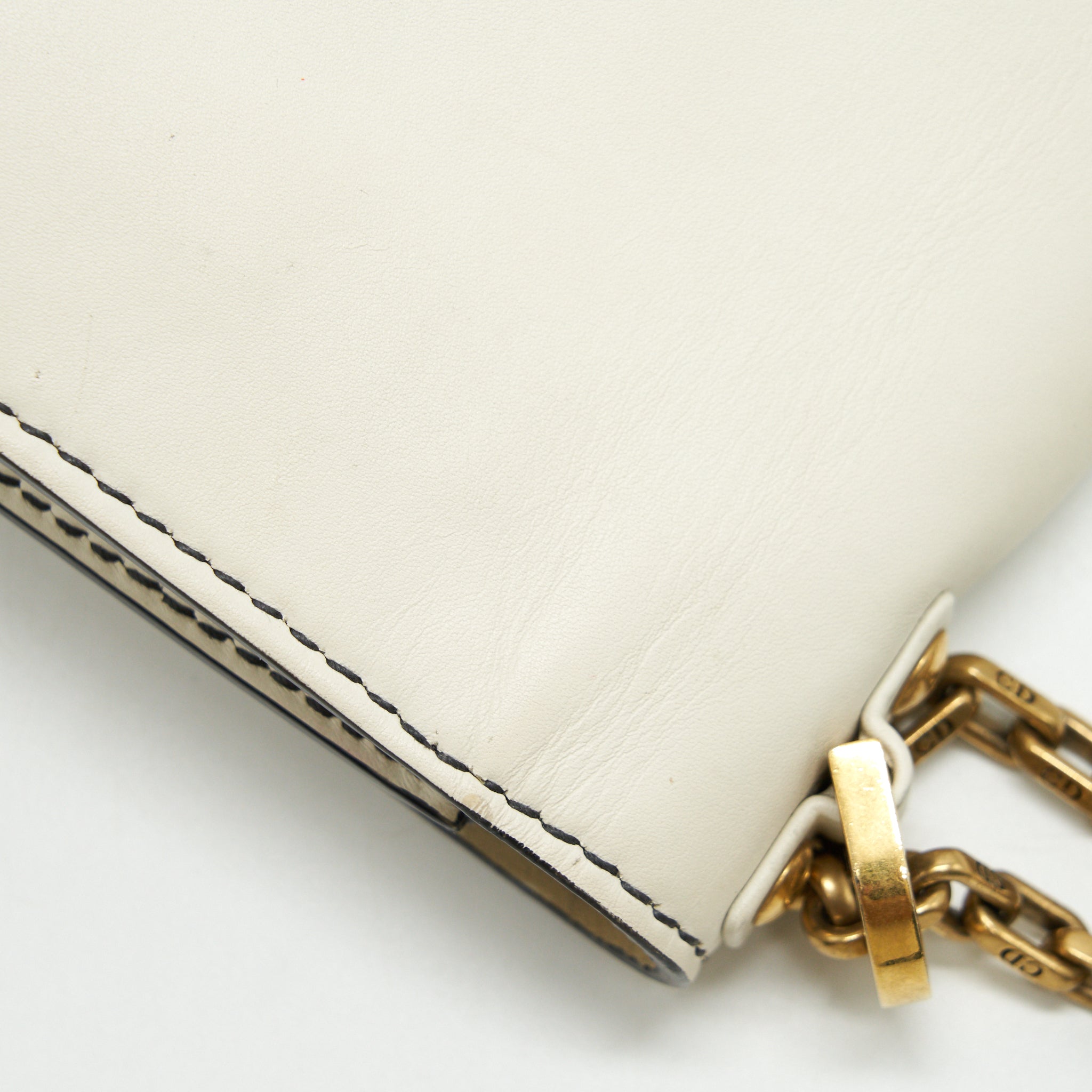 DIOR J'ADIOR MEDIUM FLAP BAG WITH CHAIN WHITE GHW