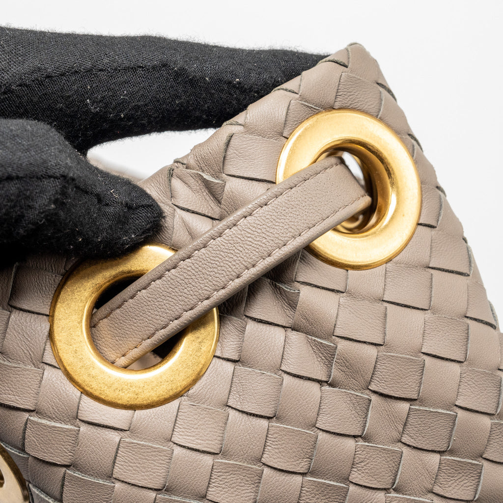 BOTTEGA VENETA TOTE BAG LAMBSKIN GREY GHW