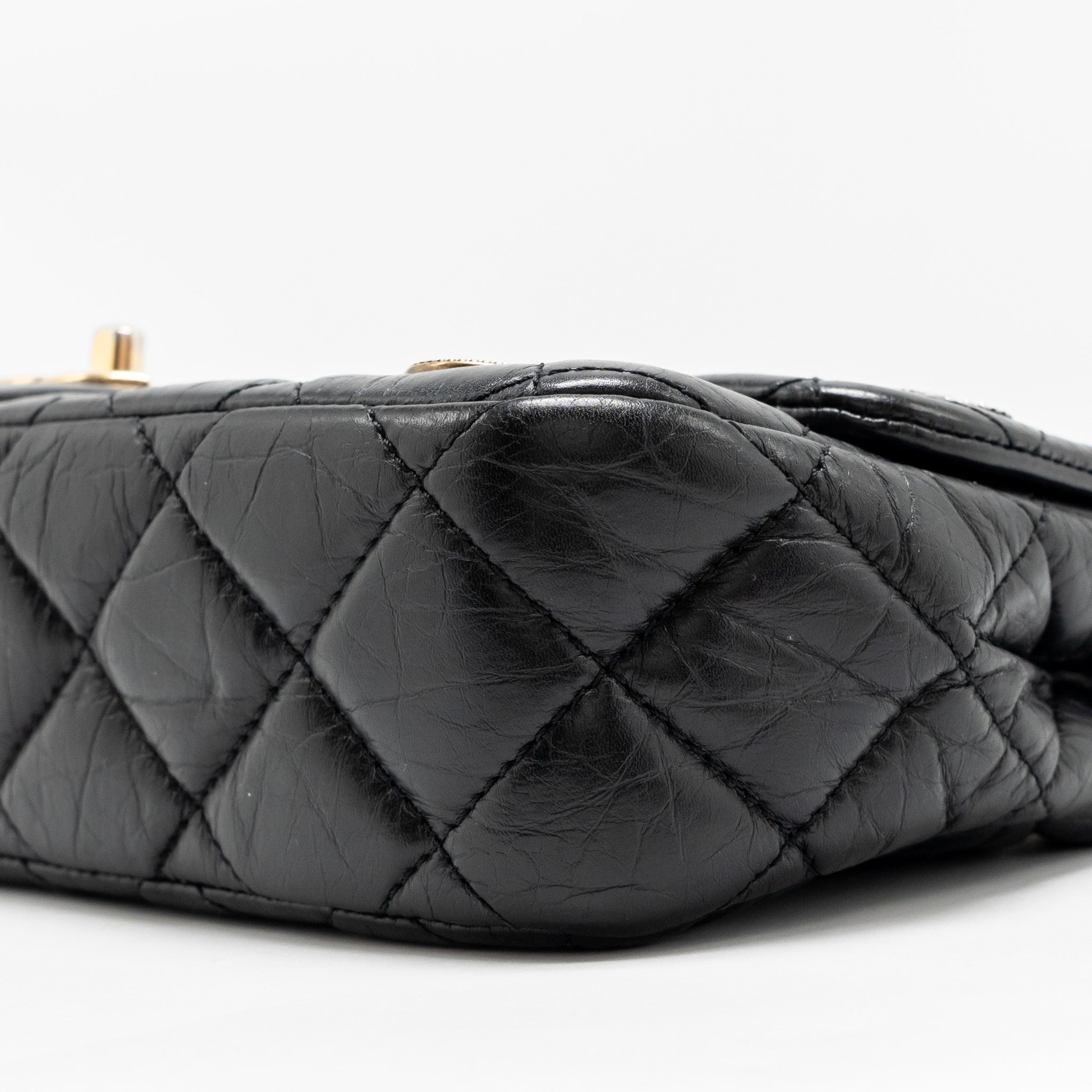 CHANEL MEDALLION QUILTED FLAP BAG AGED CALFSKIN BLACK MULTICOLOUR HARDWARE