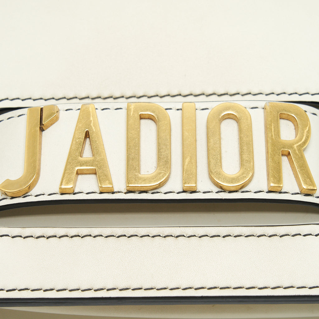 DIOR J'ADIOR MEDIUM FLAP BAG WITH CHAIN WHITE GHW
