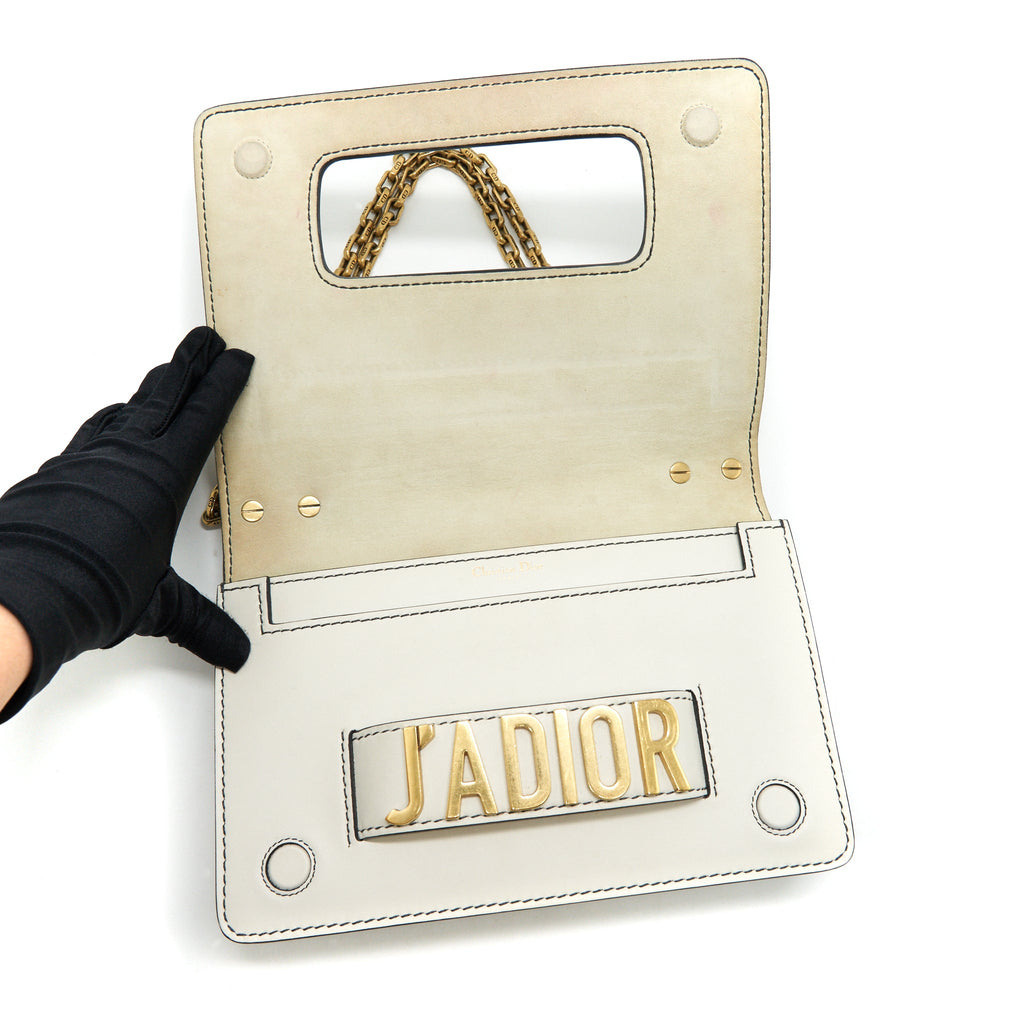 DIOR J'ADIOR MEDIUM FLAP BAG WITH CHAIN WHITE GHW