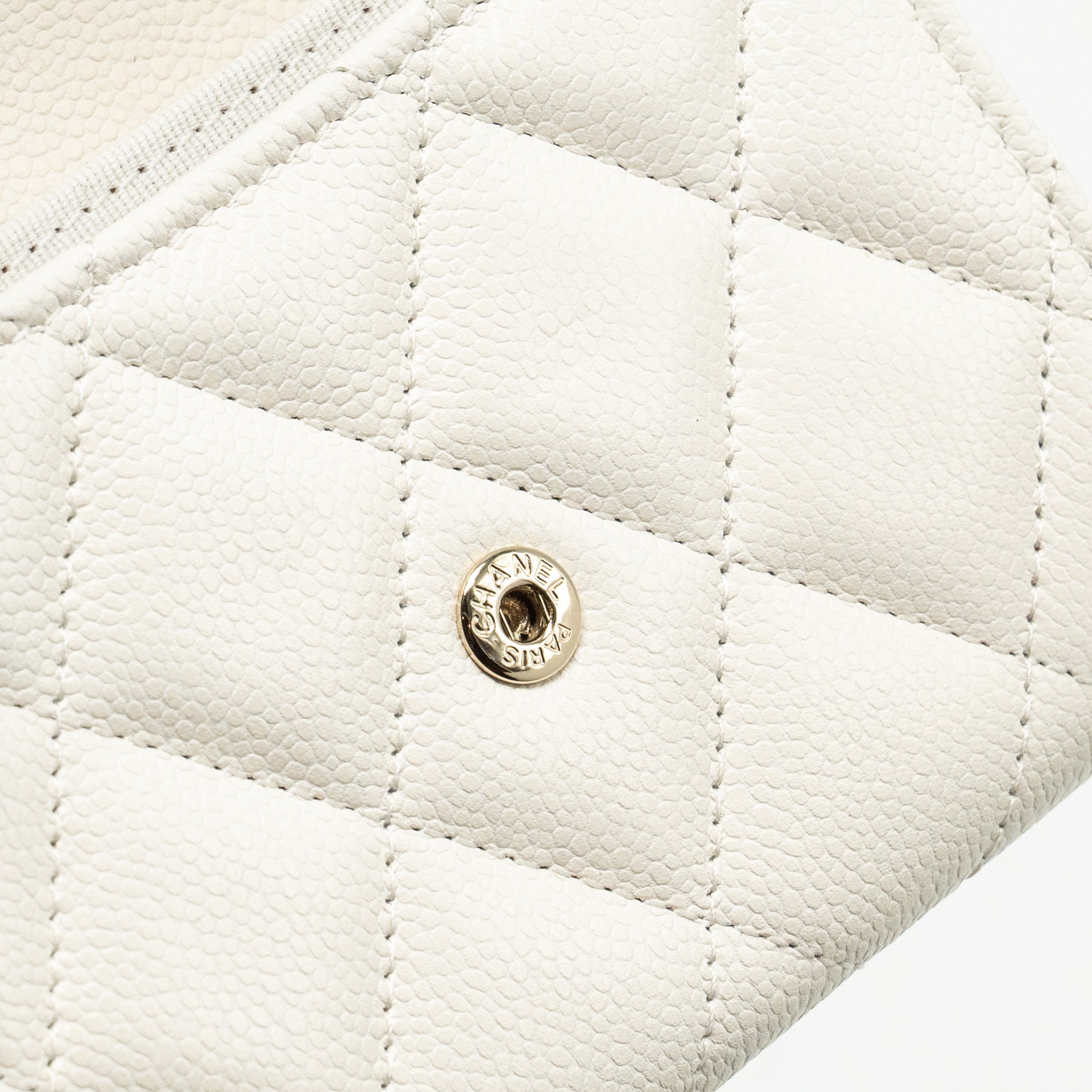 CHANEL CLASSIC FLAP CARD HOLDER CAVIAR WHITE LGHW (MICROCHIP)