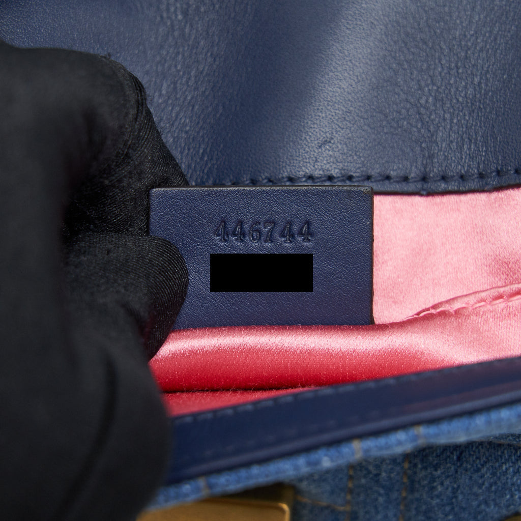 GUCCI MINI MARMONT BAG DENIM WITH PEARL