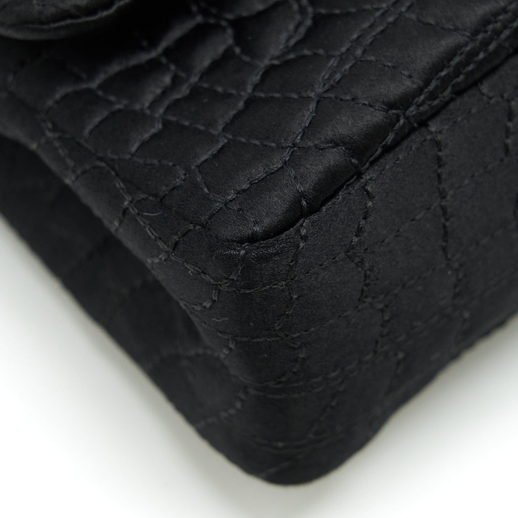CHANEL 2.55 REISSUE FLAP BAG SATIN BLACK GHW