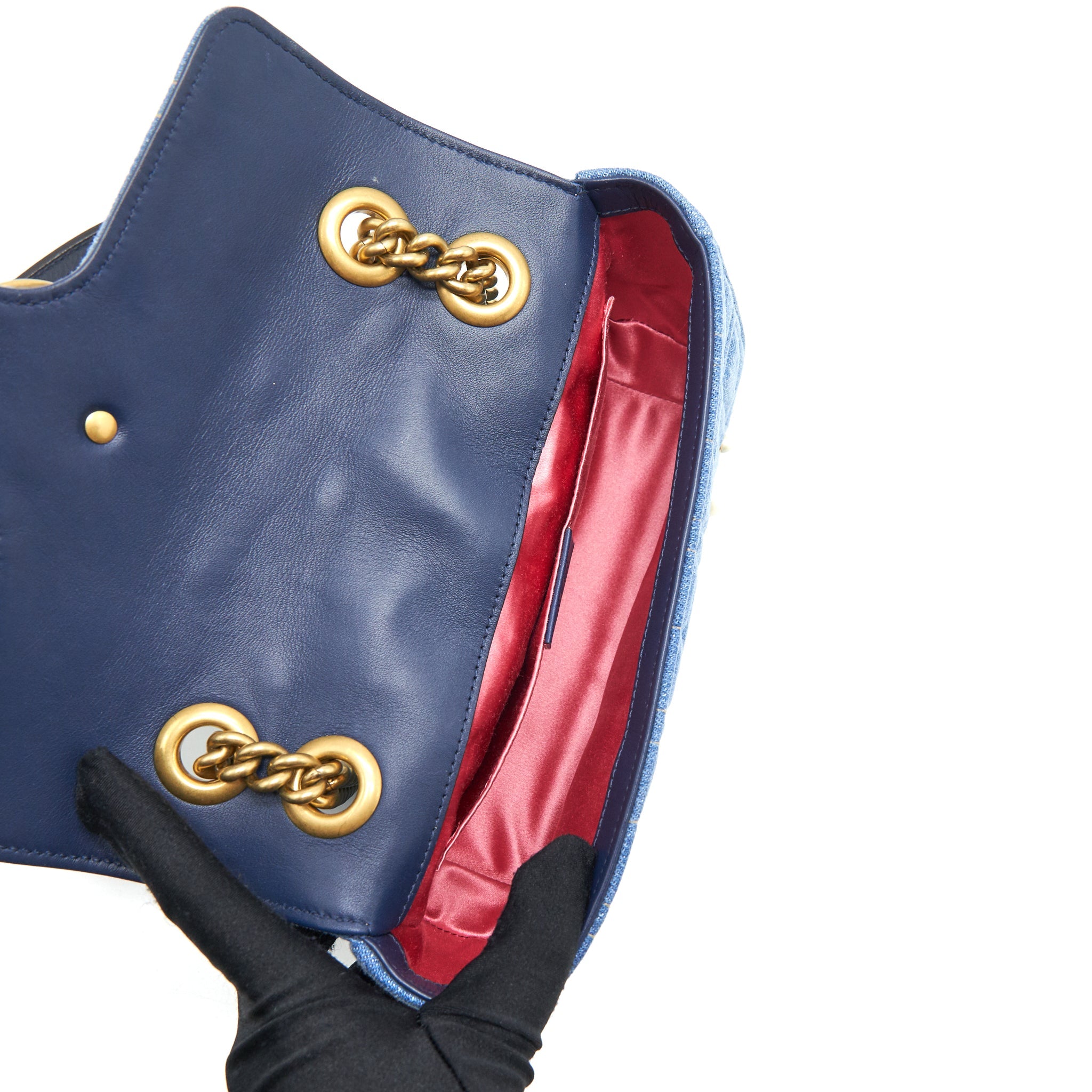 GUCCI MINI MARMONT BAG DENIM WITH PEARL