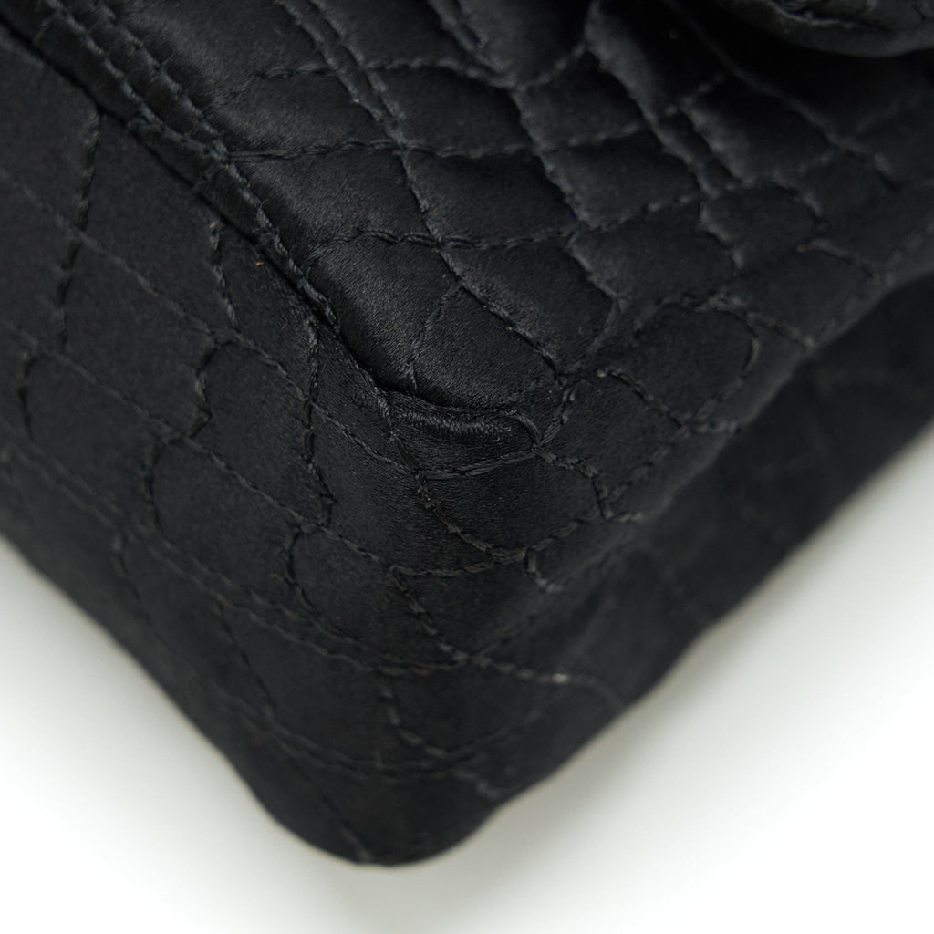 CHANEL 2.55 REISSUE FLAP BAG SATIN BLACK GHW