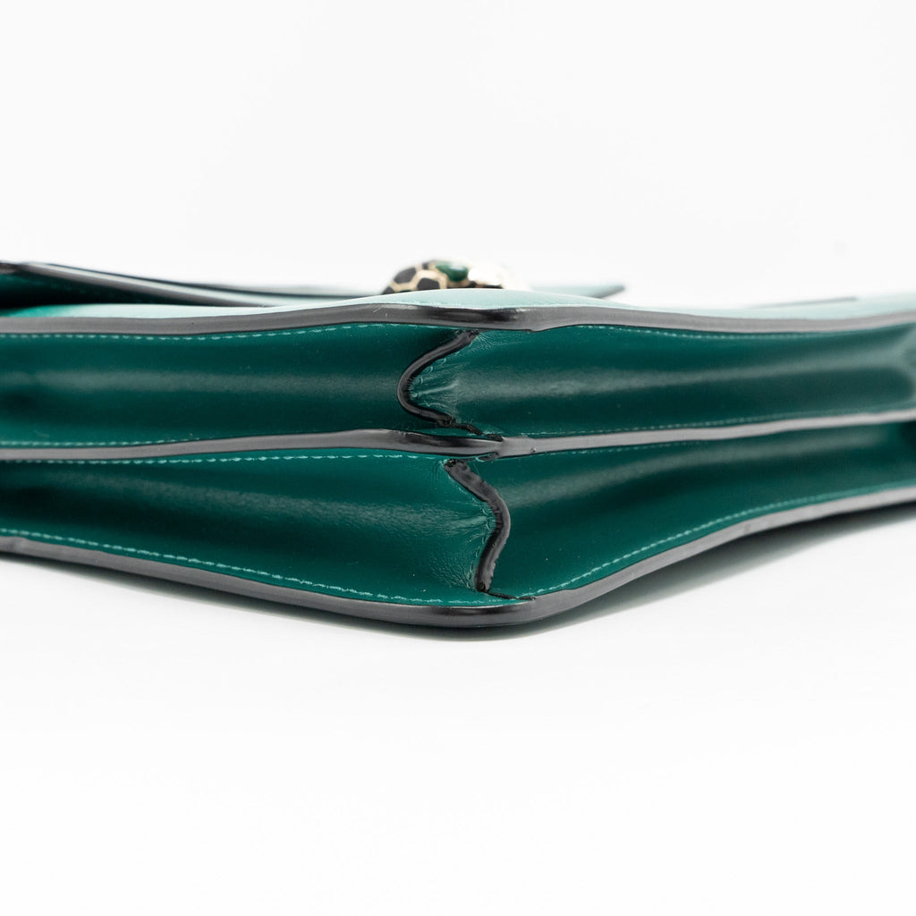 BVLGARI SERPENTI FOREVER SHOULDER BAG CALFSKIN GREEN LGHW