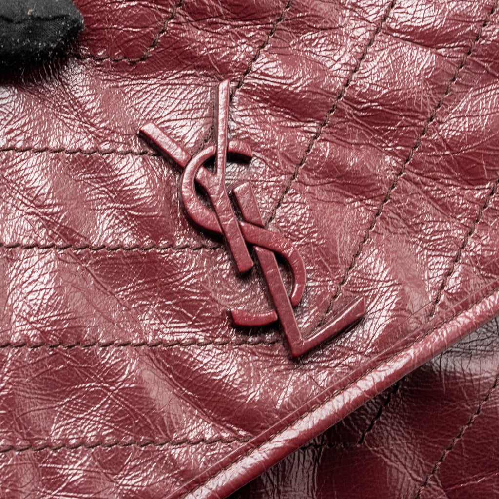 SAINT LAURENT NIKI MEDIUM LEATHER DARK RED RUTHENIUM HARDWARE