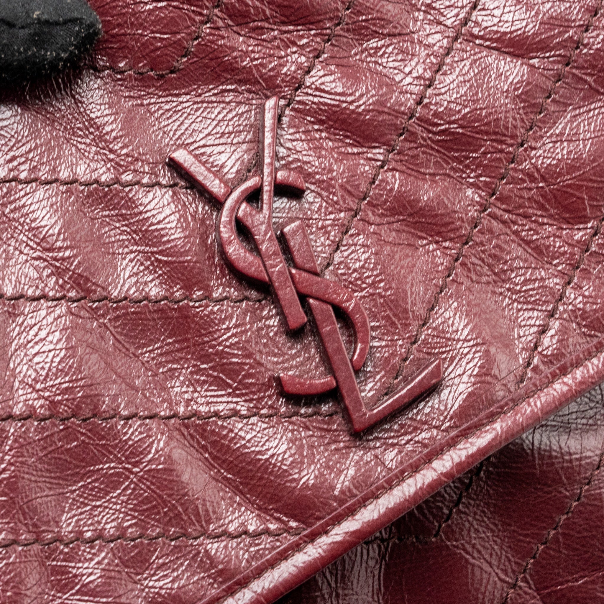 SAINT LAURENT NIKI MEDIUM LEATHER DARK RED RUTHENIUM HARDWARE