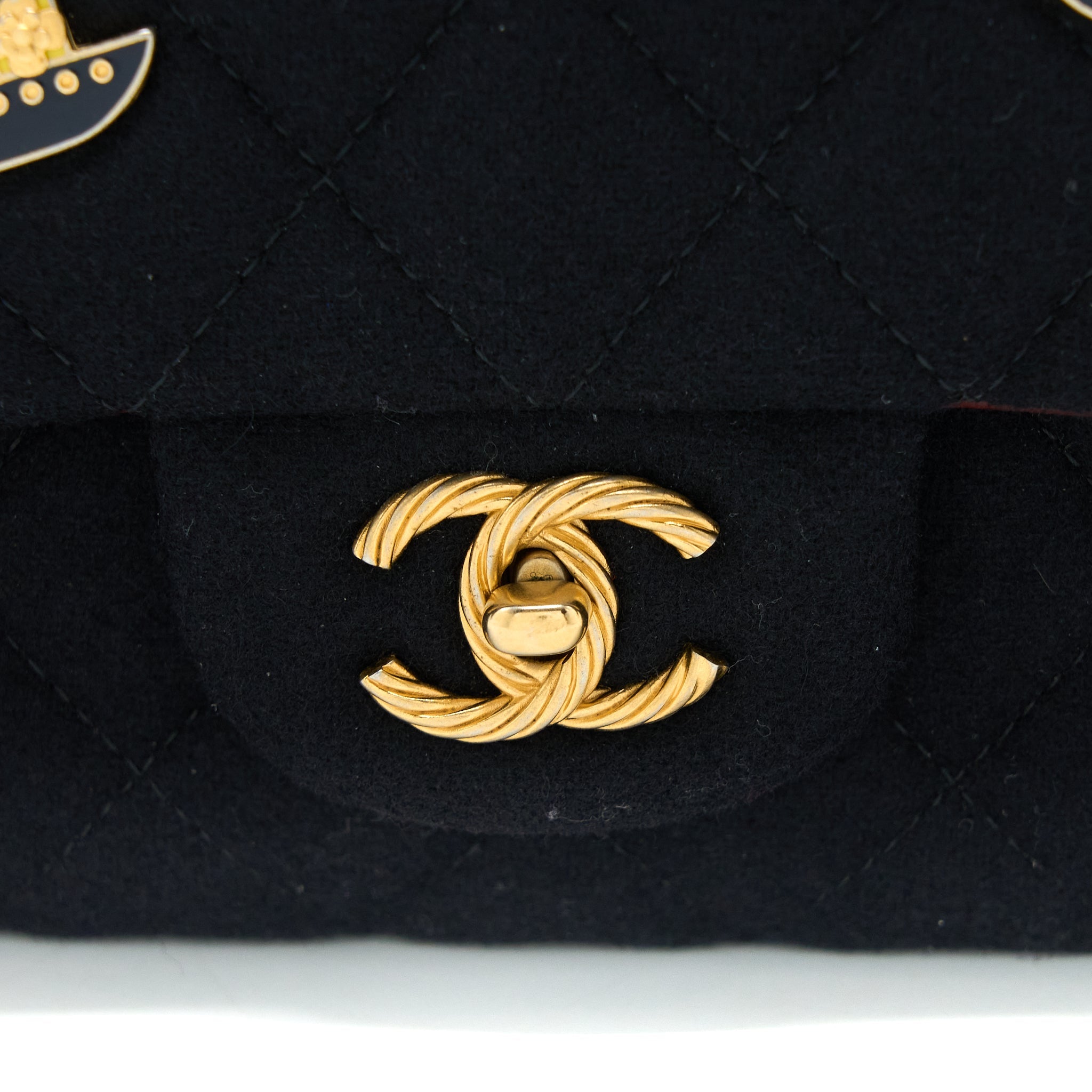 CHANEL MEDIUM CLASSIC DOUBLE FLAP BAG 2018 METIERS D’ART PARIS-HAMBURG COLLECTION WOOL GHW