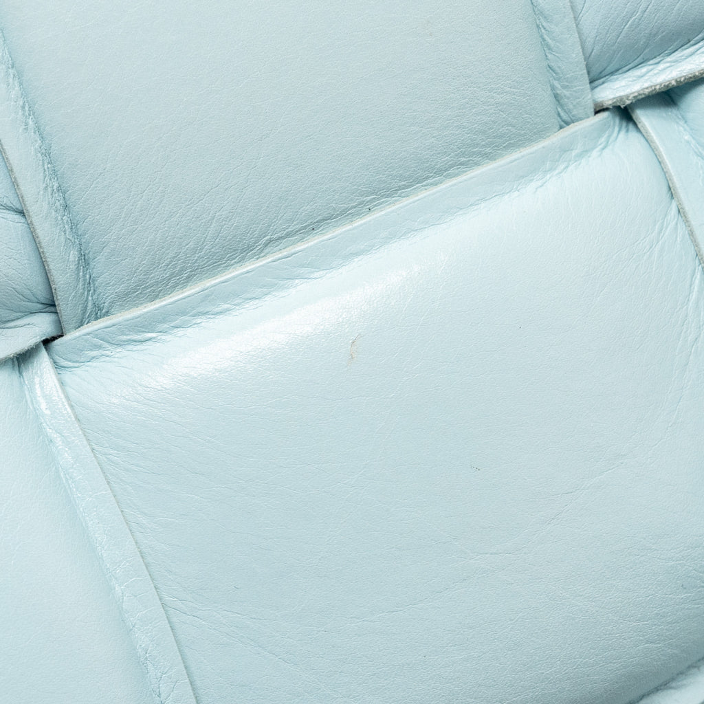 BOTTEGA VENETA PADDED CASSETTE SOFT LAMBSKIN LIGHT BLUE SHW
