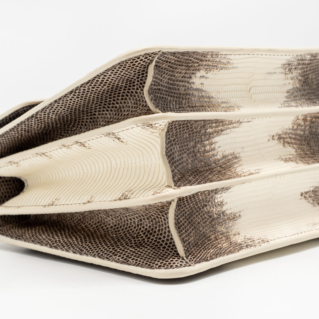 BVLGARI TOP HANDLE SERPENTI FOREVER CROSSBODY BAG SHINY LIZARD WHITE/MULTICOLOUR BLACK HARDWARE