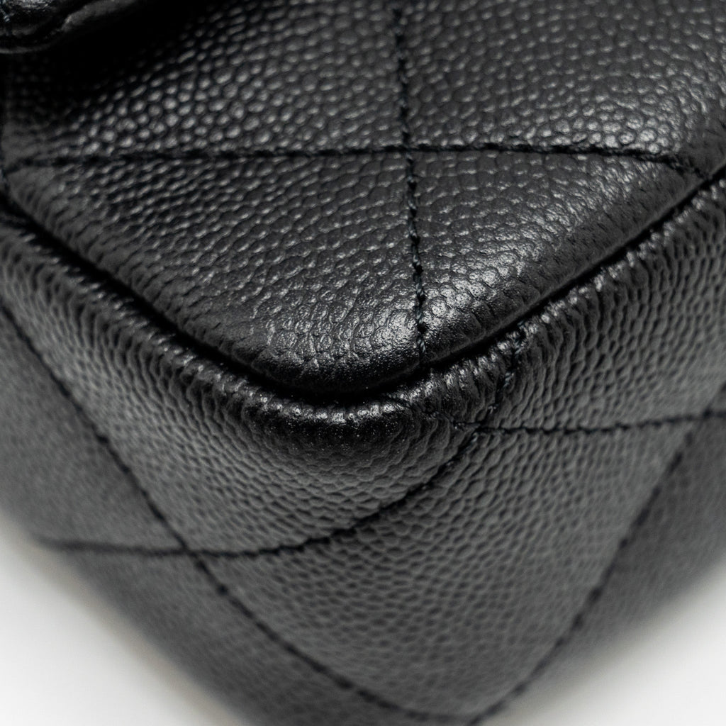 CHANEL COCO LOVE FLAP BAG WITH ADJUSTABLE CHAIN CAVIAR BLACK GHW (MICROCHIP)