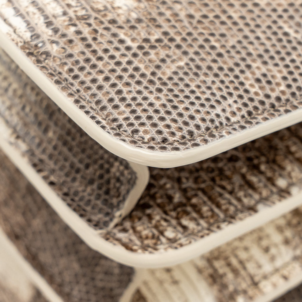 BVLGARI TOP HANDLE SERPENTI FOREVER CROSSBODY BAG SHINY LIZARD WHITE/MULTICOLOUR BLACK HARDWARE