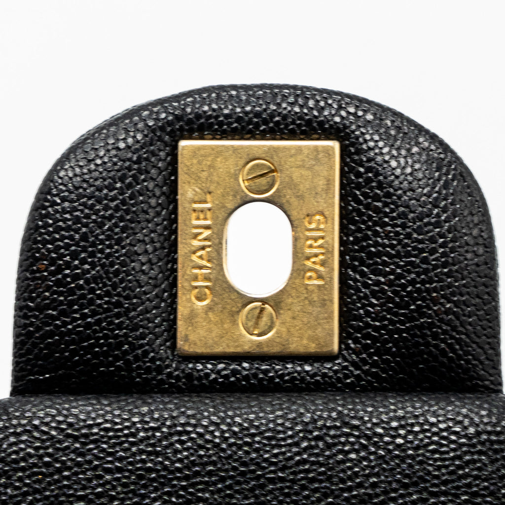 CHANEL TOP HANDLE MINI RECTANGULAR FLAP BAG GRAINED CALFSKIN BLACK GHW