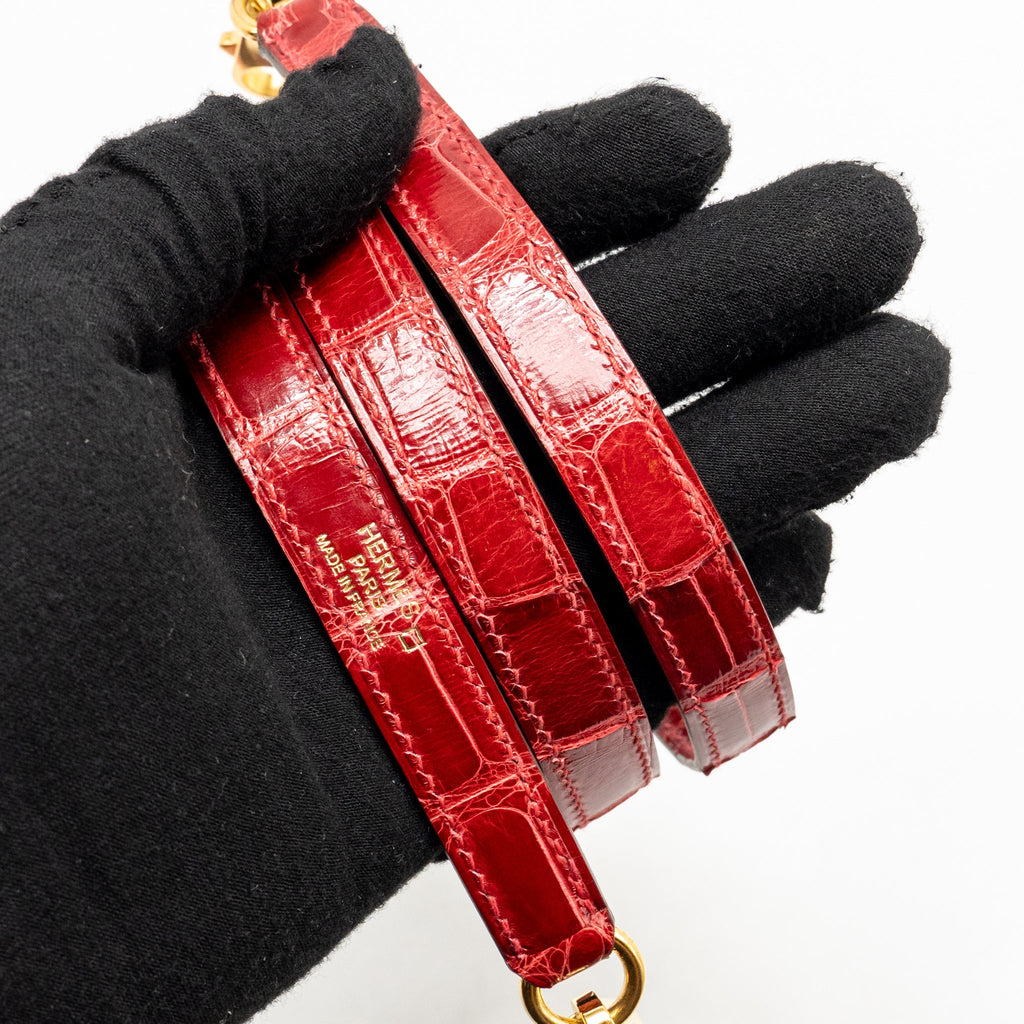 HERMES KELLY 25 CROCODILE POROUS BRAISE GHW