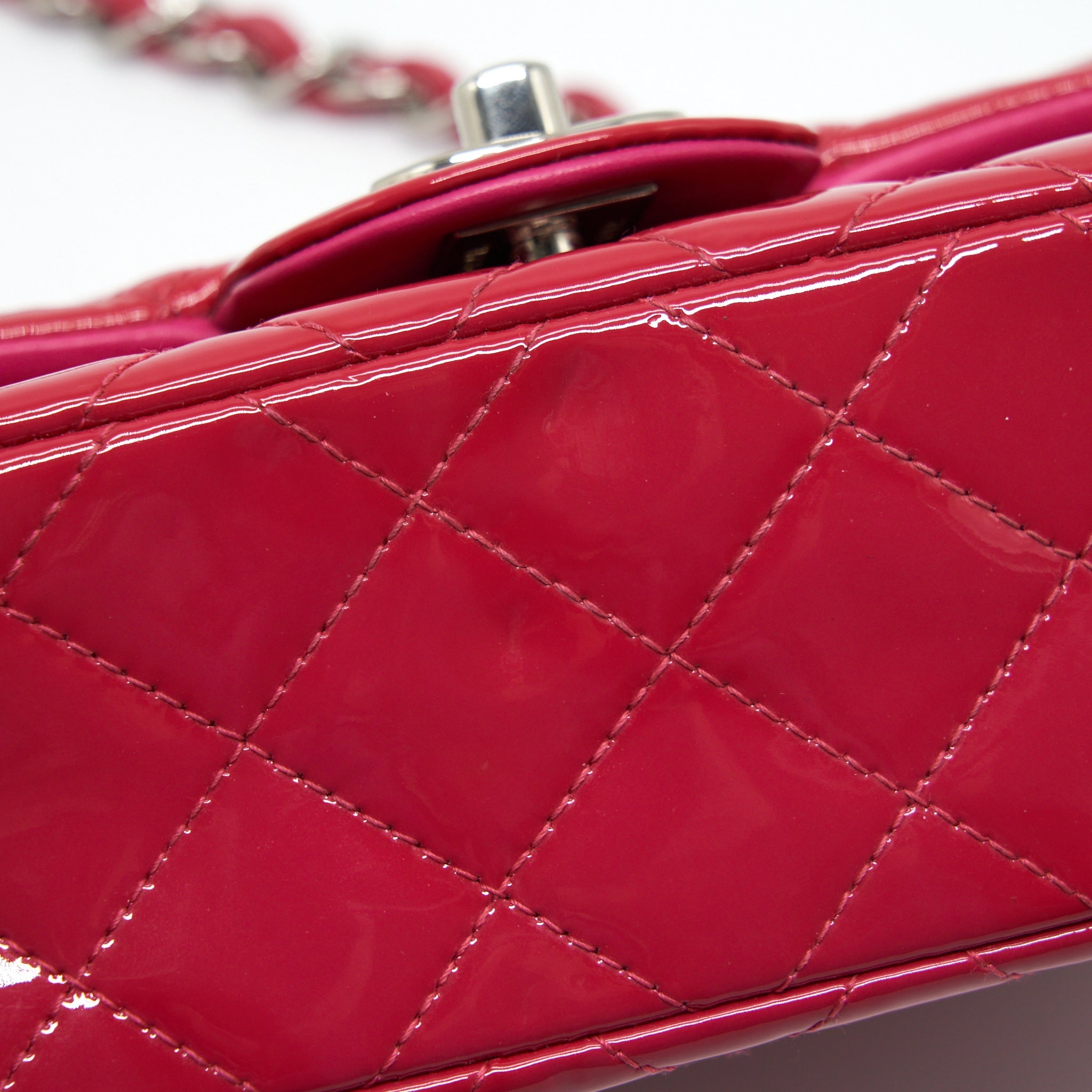 CHANEL MINI RECTANGULAR FLAP BAG PATENT PINK SHW
