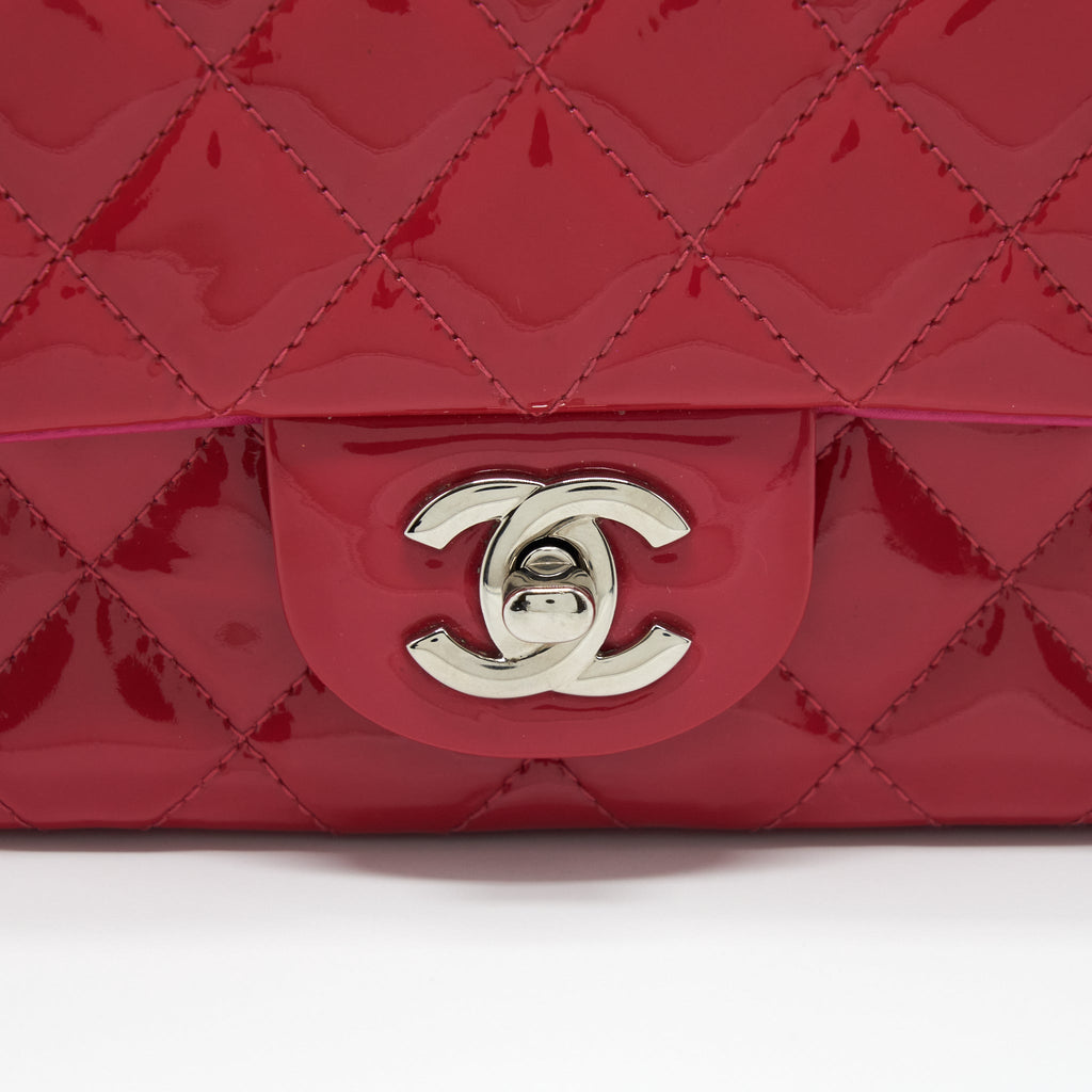 CHANEL MINI RECTANGULAR FLAP BAG PATENT PINK SHW