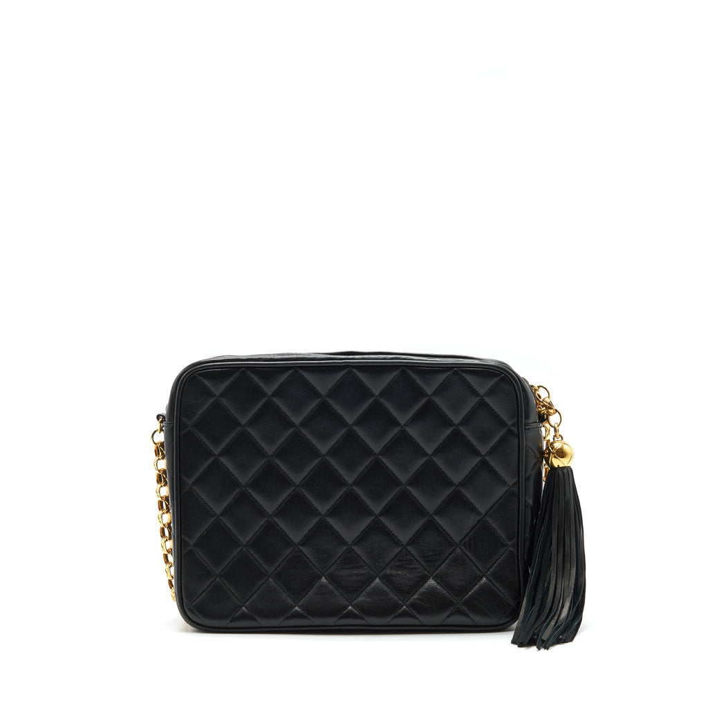 CHANEL VINTAGE CAMERA BAG LAMBSKIN BLACK GHW