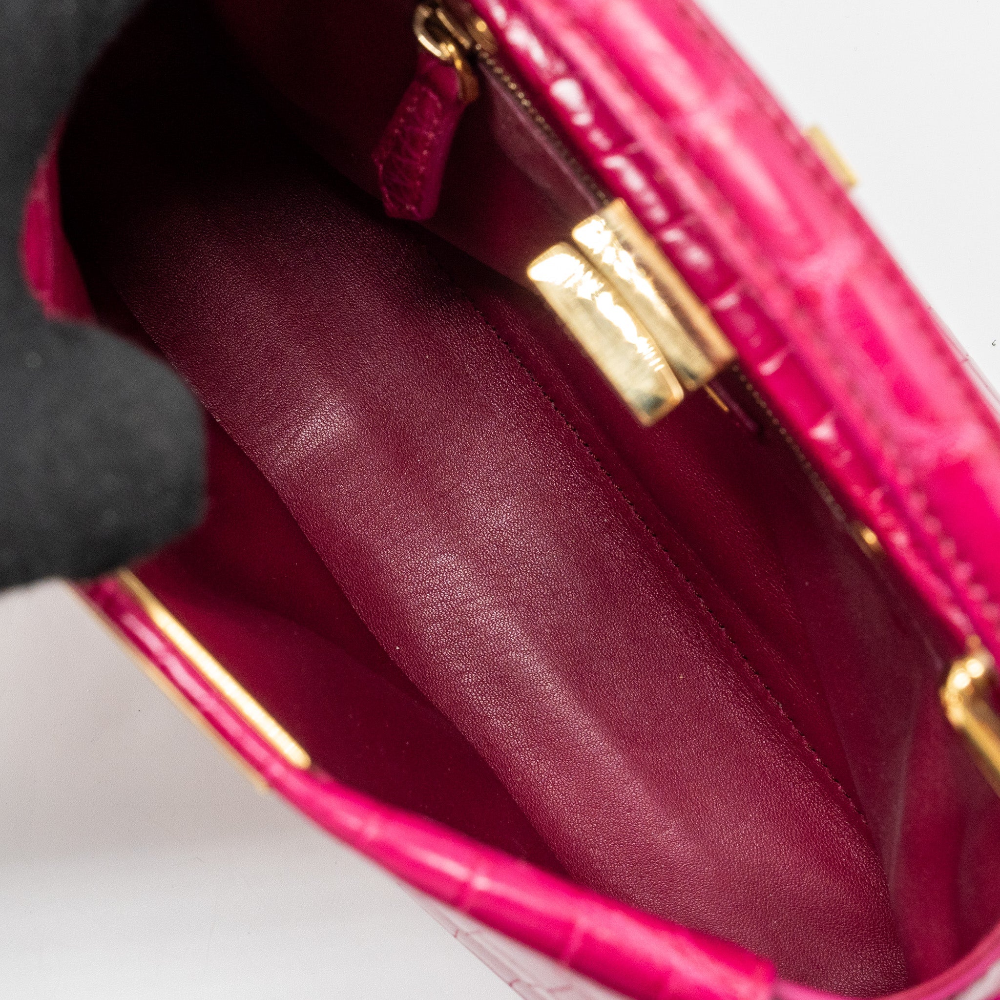 FENDI MINI PEEKABOO BAG CROCODILE PINK GHW