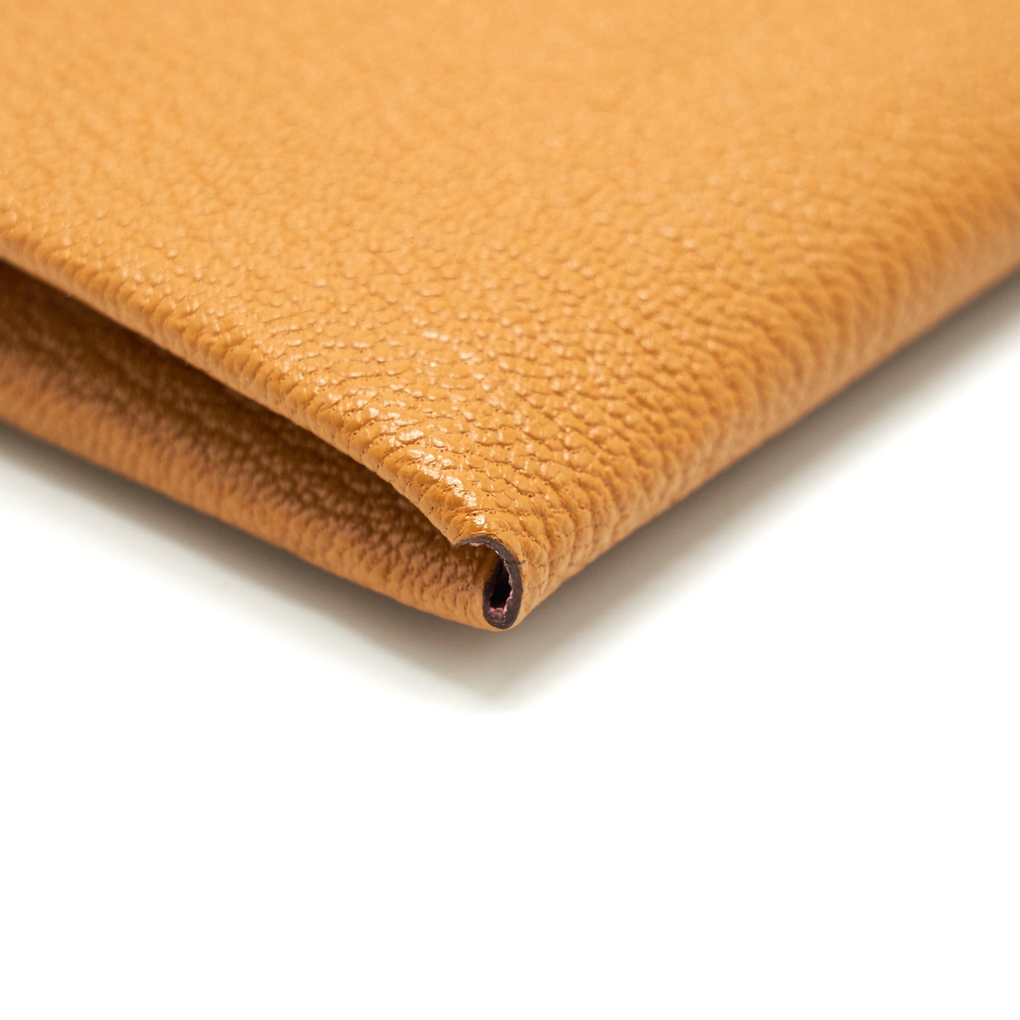 HERMES CALVI DUO CARD HOLDER CARAMEL/ ROSE SAKURA CHEVRE MYSORE LEATHER