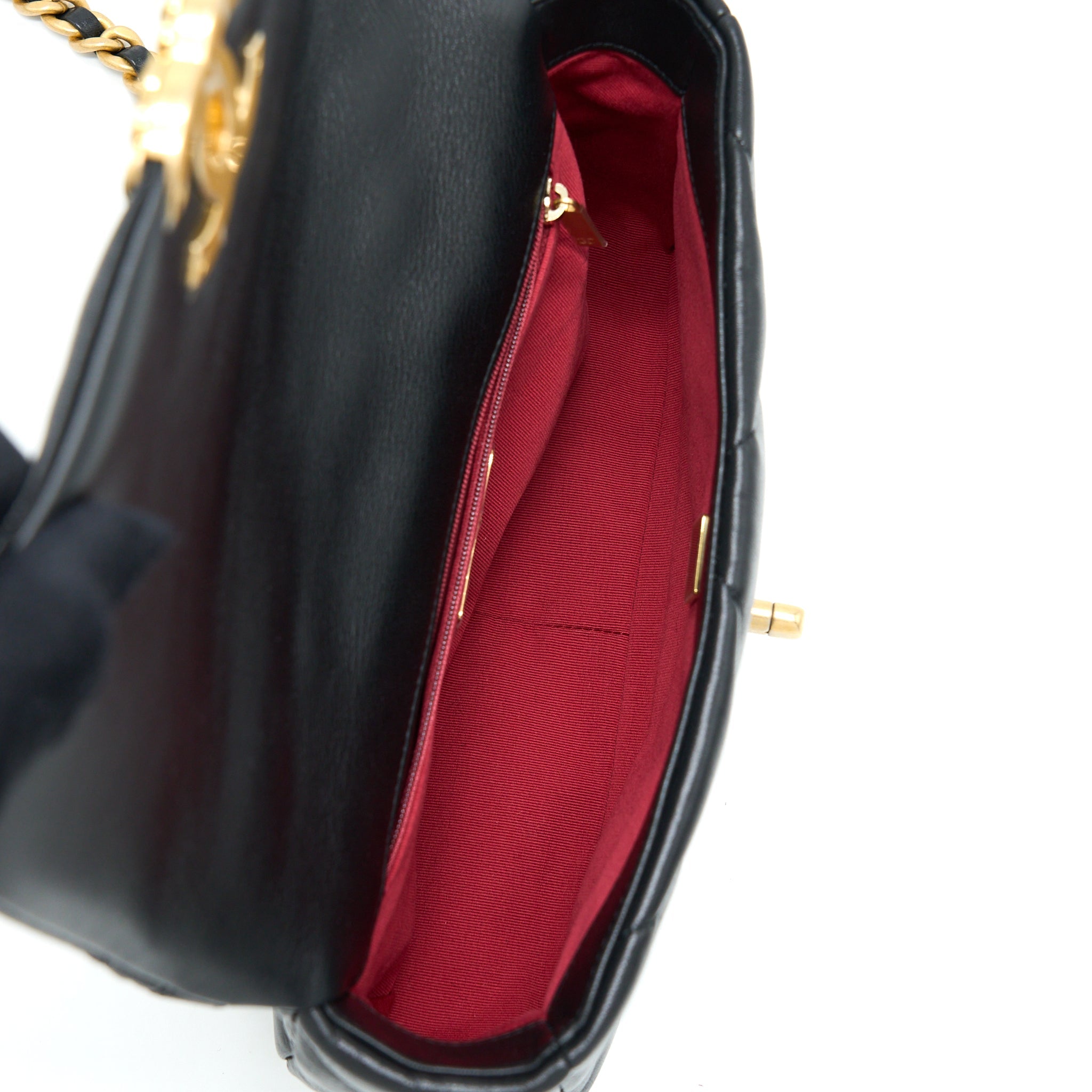 CHANEL SMALL 19 BAG LAMBSKIN BLACK MULTICOLOUR HARDWARE (MICROCHIP)