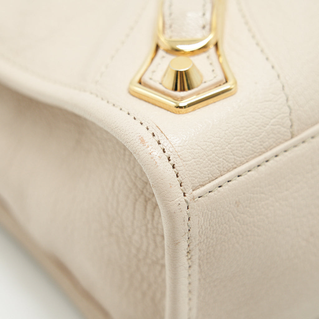 BALENCIAGA SMALL METALLIC EDGE CITY BEIGE GHW
